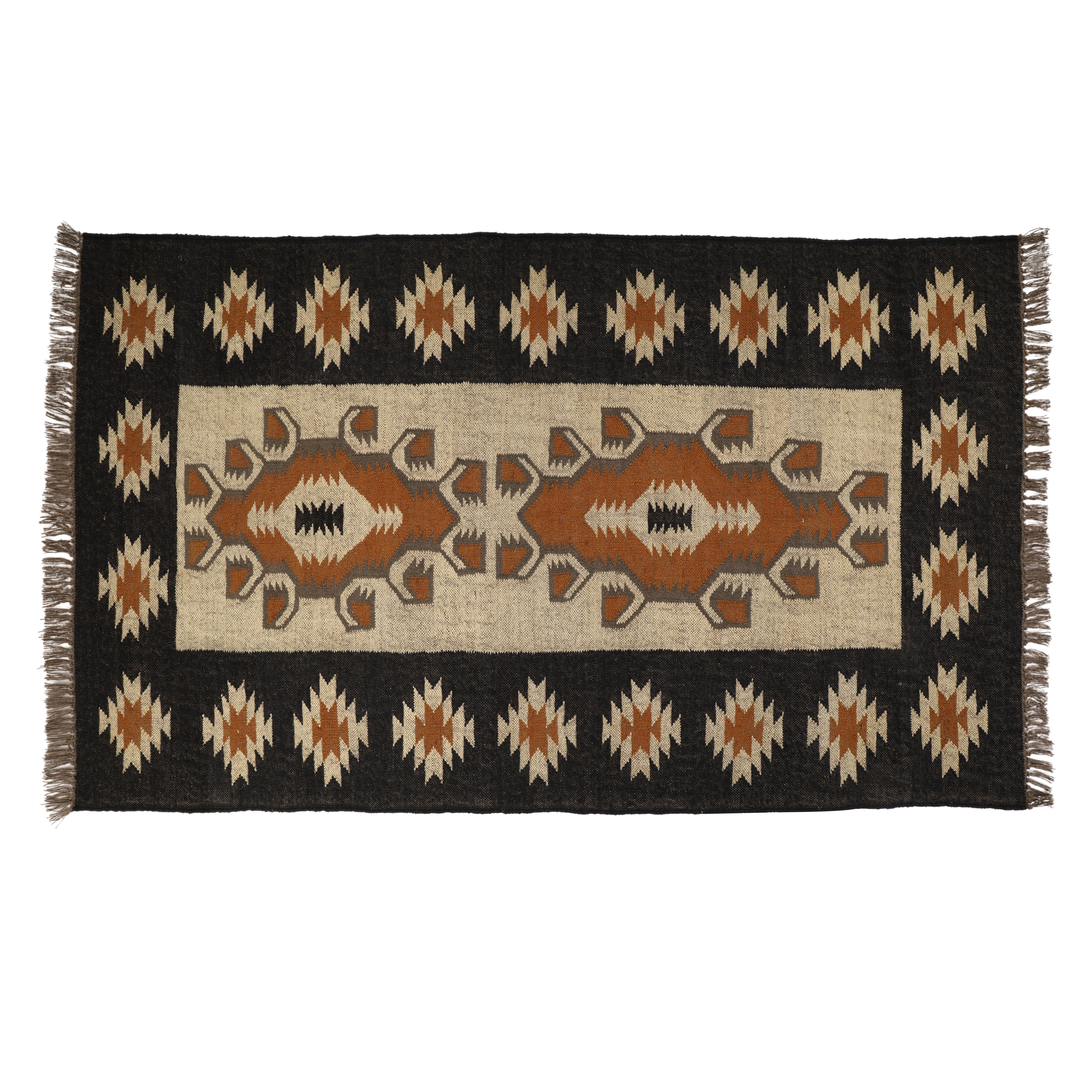 Kilim Wool Jute Rug – Handwoven Southwestern Tribal Area Rug