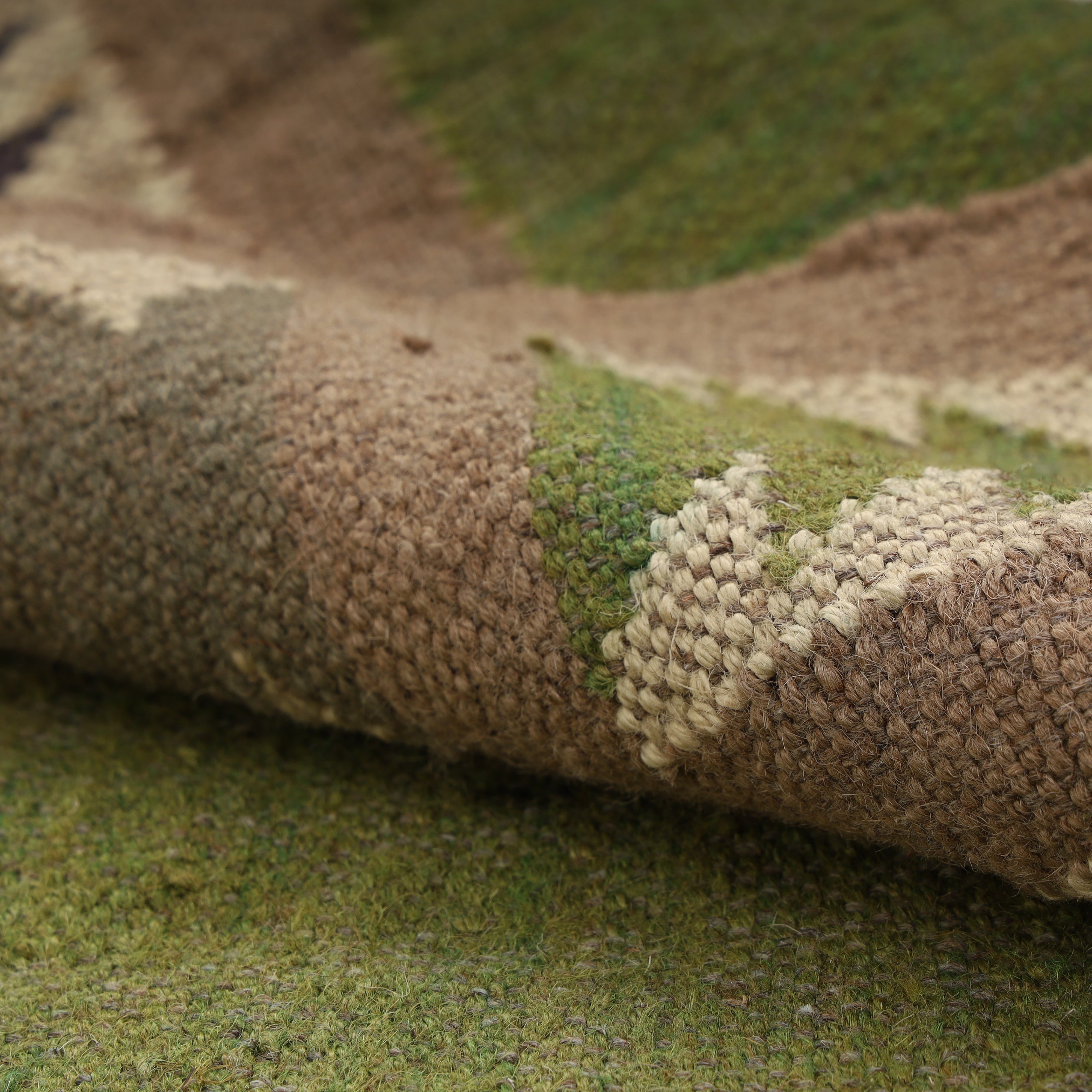 Handwoven Wool Jute Kilim Rug for Green Bohemian Interiors