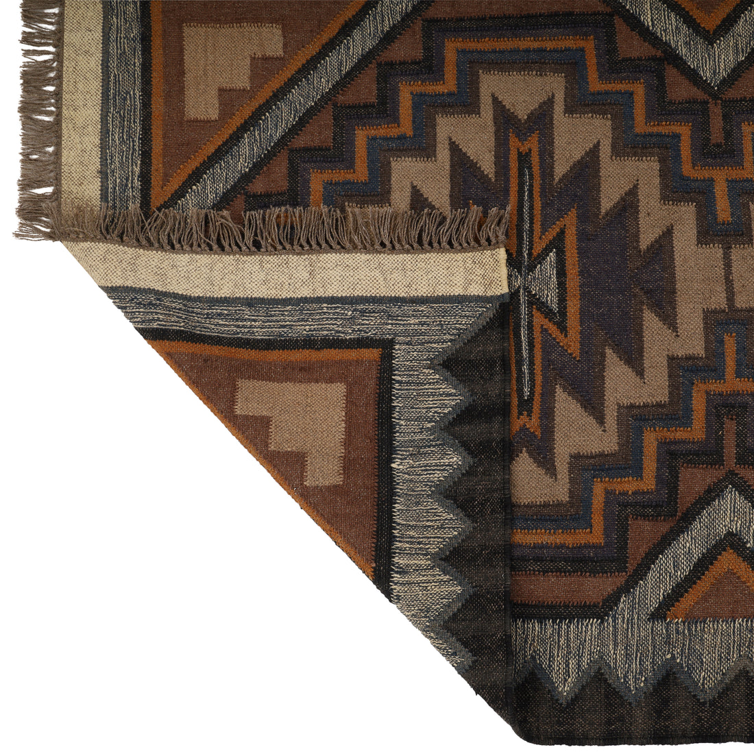 Handcrafted Wool Jute Kilim Rug in Oriental Turkish Style