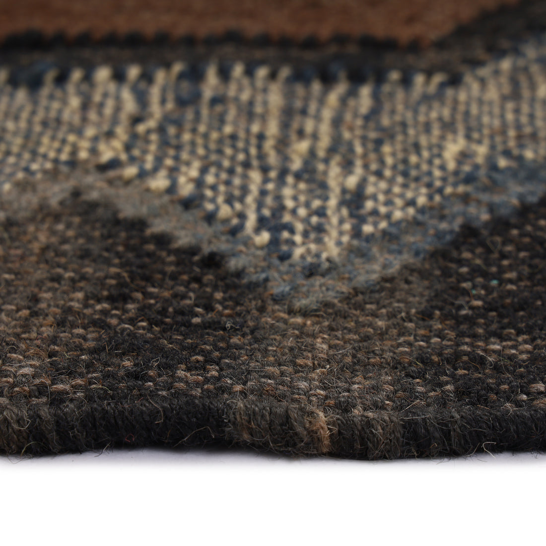 Handcrafted Wool Jute Kilim Rug in Oriental Turkish Style