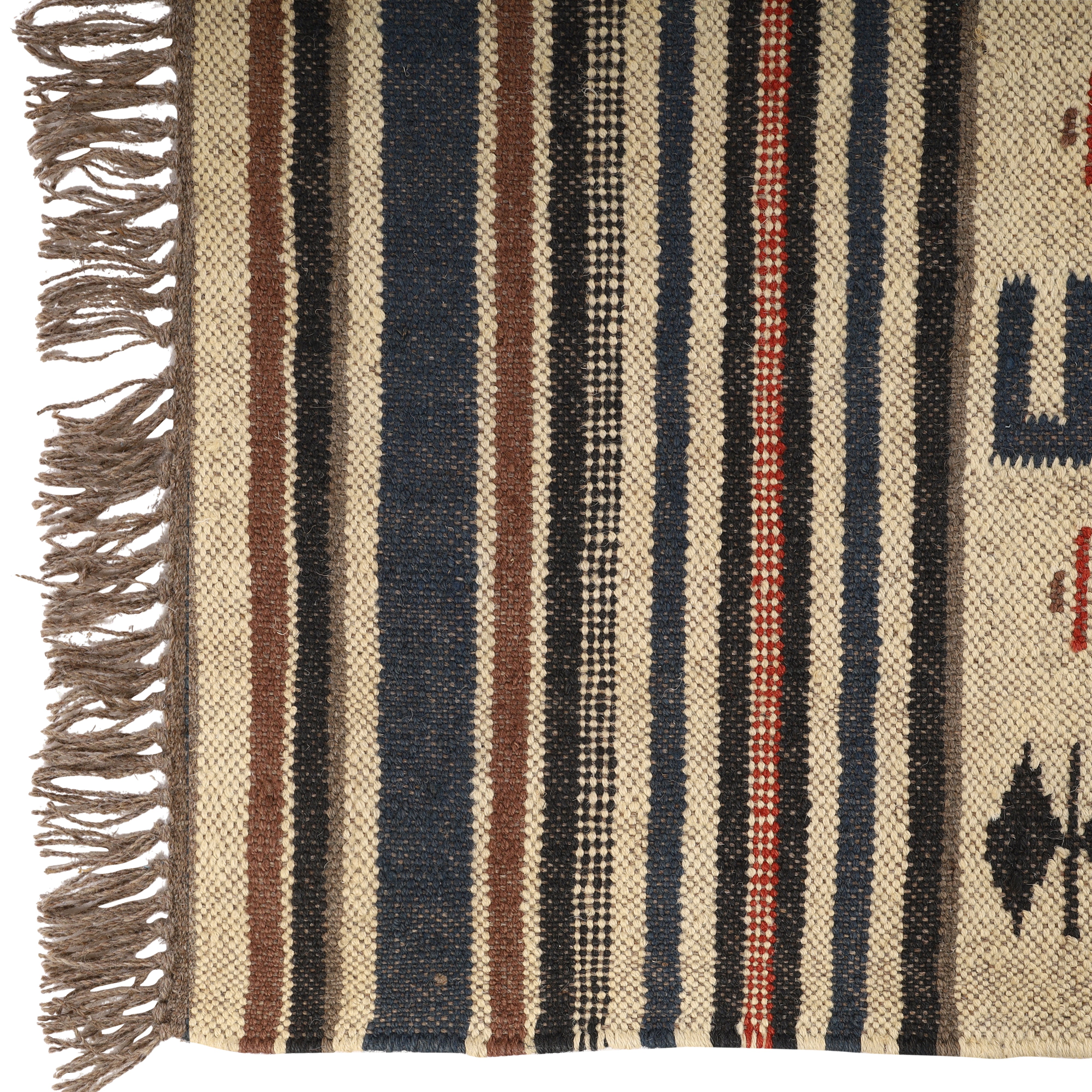 Handwoven Wool Jute Kilim Rug for Bohemian Southwestern Interiors