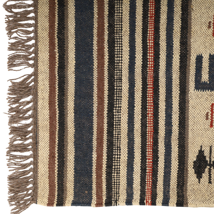 Handwoven Wool Jute Kilim Rug for Bohemian Southwestern Interiors
