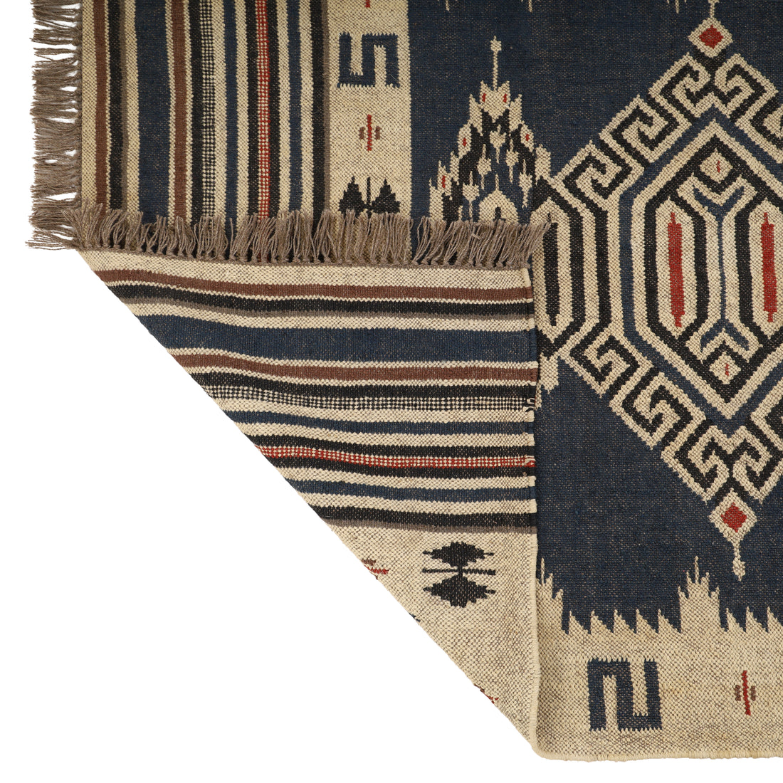 Handwoven Wool Jute Kilim Rug for Bohemian Southwestern Interiors