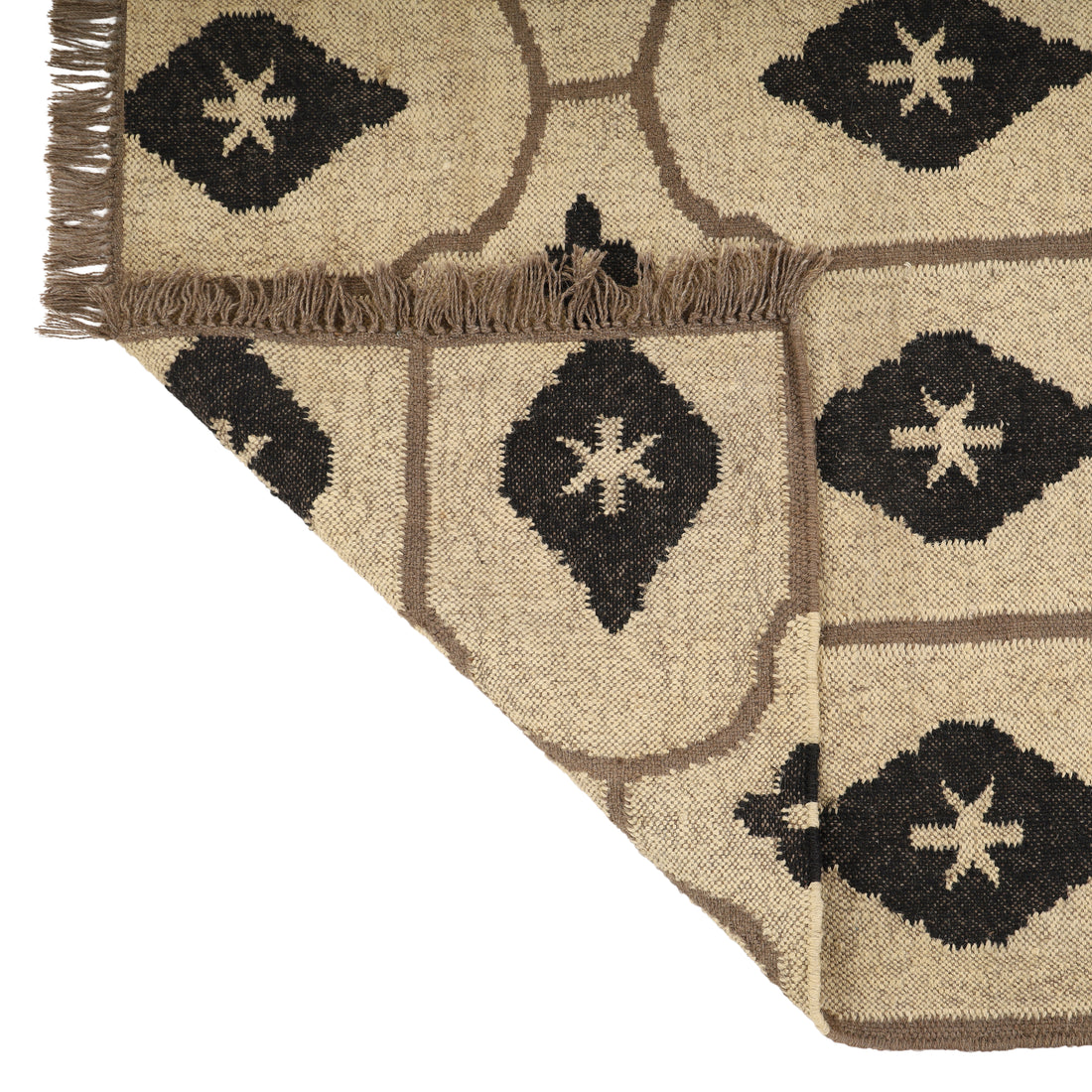 Handwoven Wool Jute Kilim Runner – Oriental Geometric Design