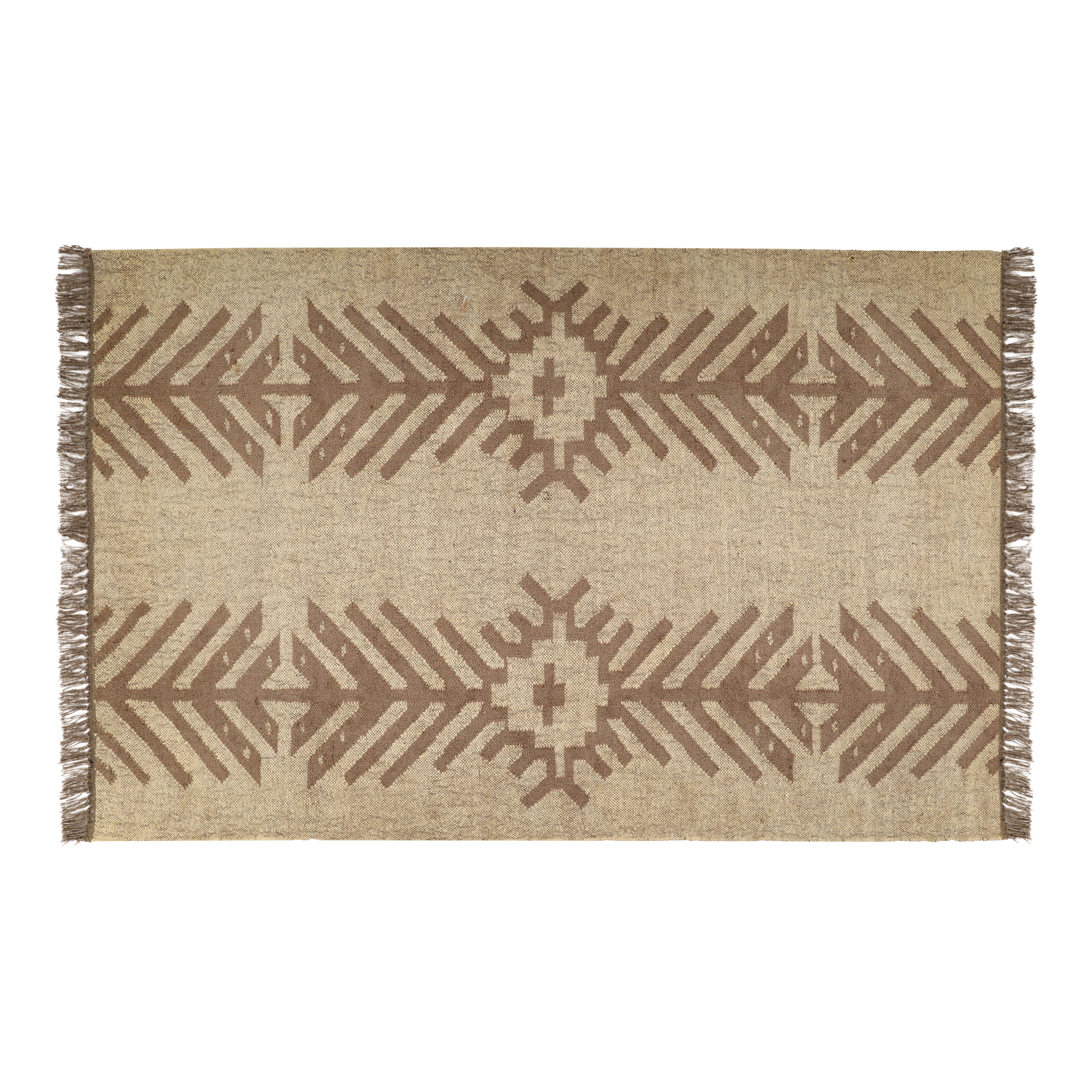 Handwoven Wool Jute Kilim Rug for Traditional Indian Dhurrie Interiors