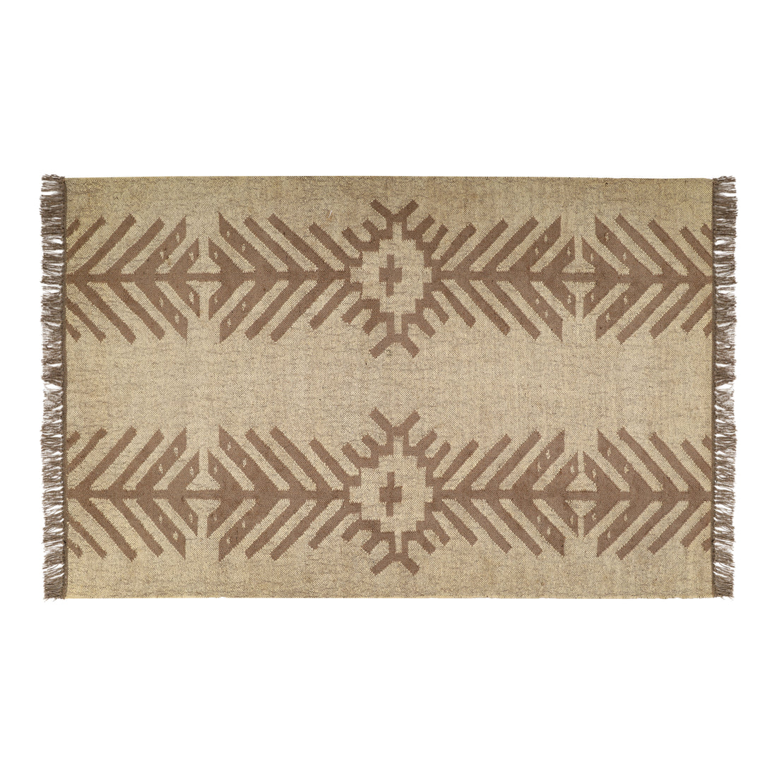 Handwoven Wool Jute Kilim Rug for Traditional Indian Dhurrie Interiors