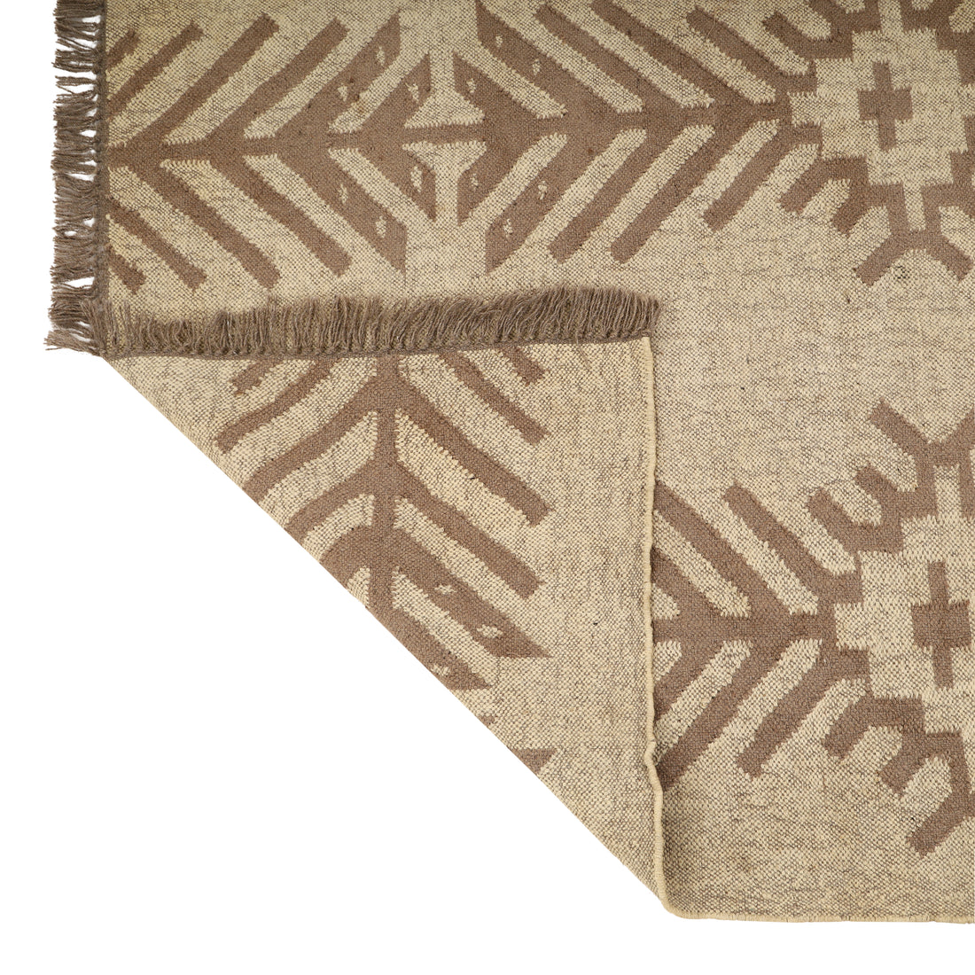 Handwoven Wool Jute Kilim Rug for Traditional Indian Dhurrie Interiors