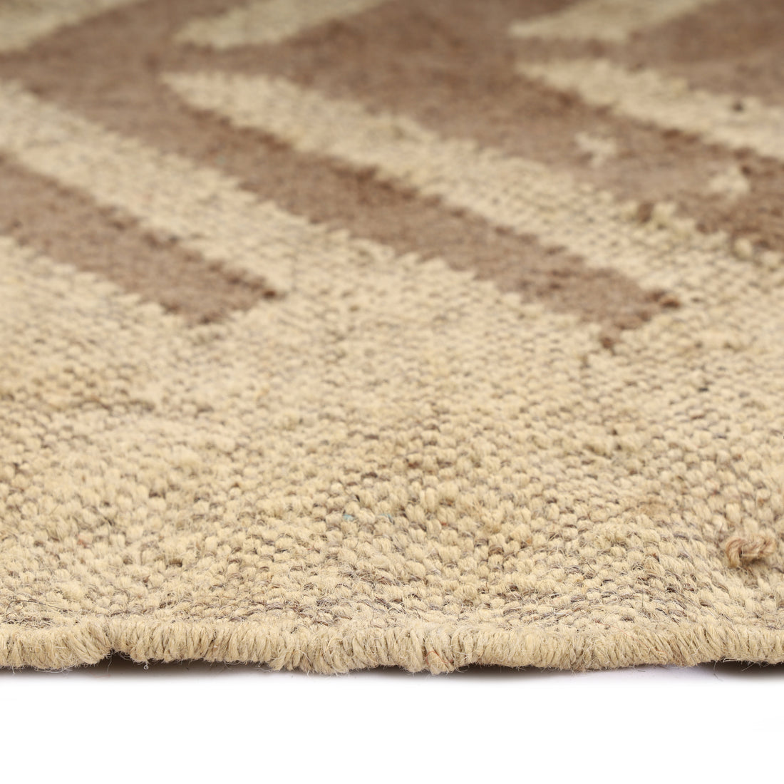 Handwoven Wool Jute Kilim Rug for Traditional Indian Dhurrie Interiors