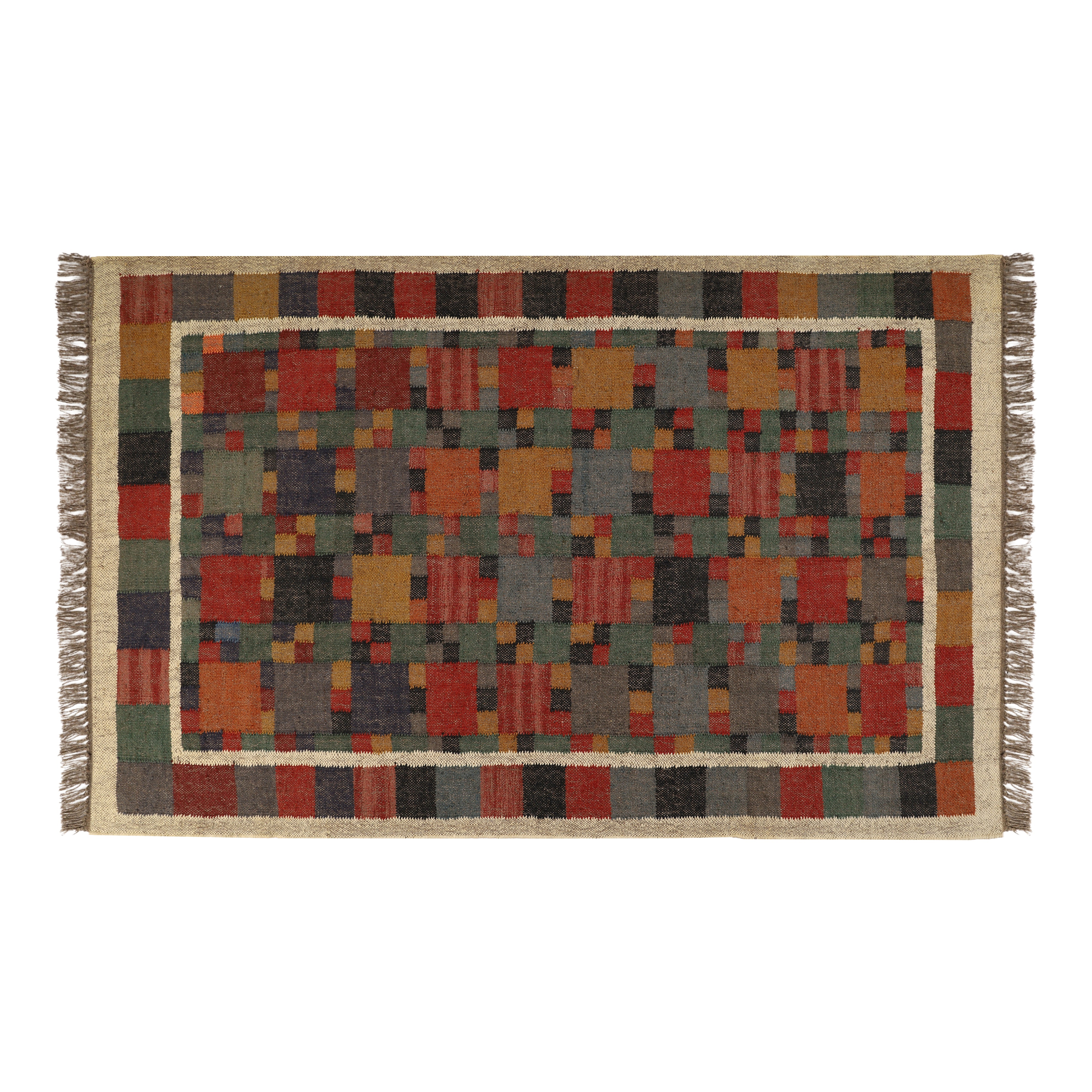 Handwoven 8x12 Kilim Wool Jute Rug for Southwestern Tribal Interiors