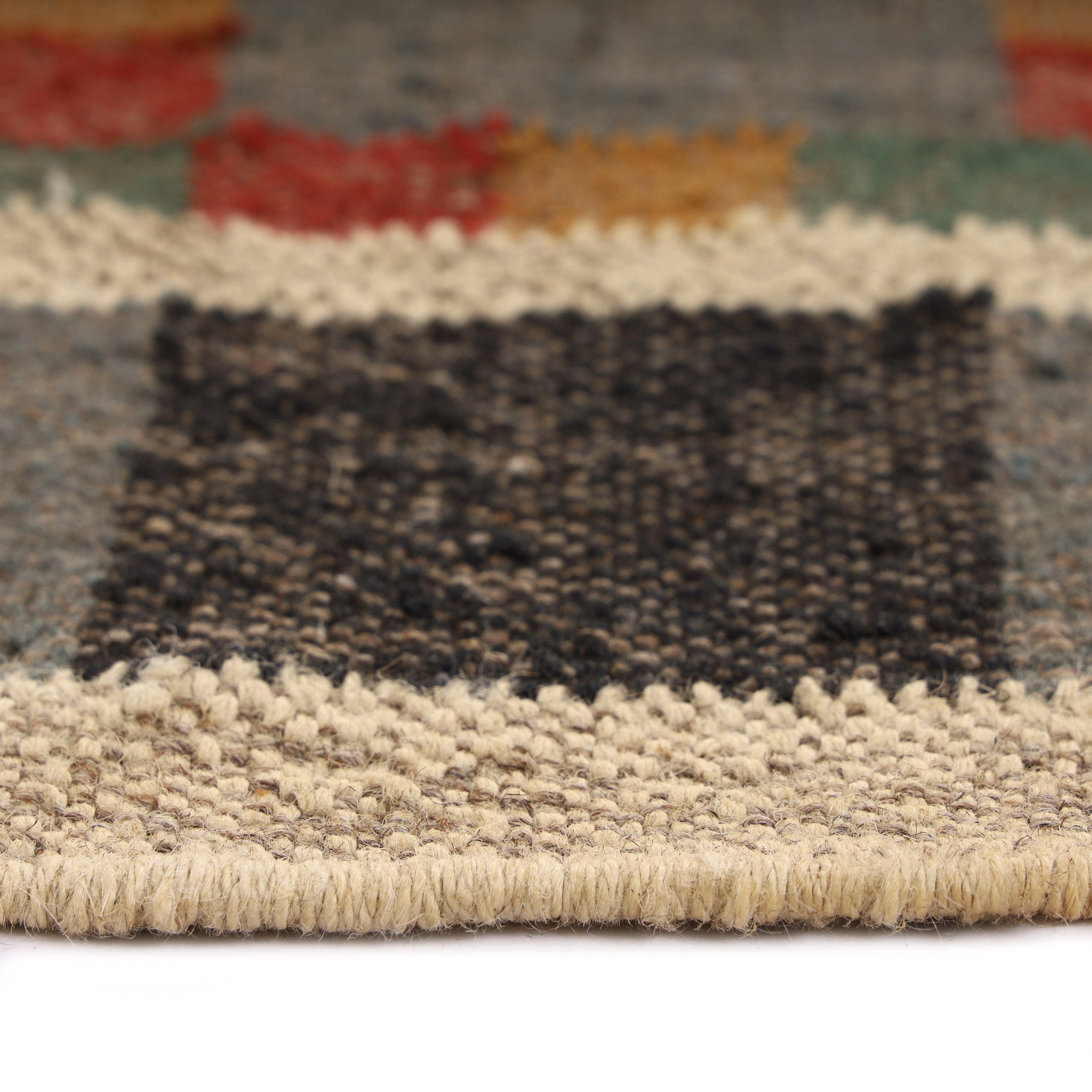 Handwoven 8x12 Kilim Wool Jute Rug for Southwestern Tribal Interiors