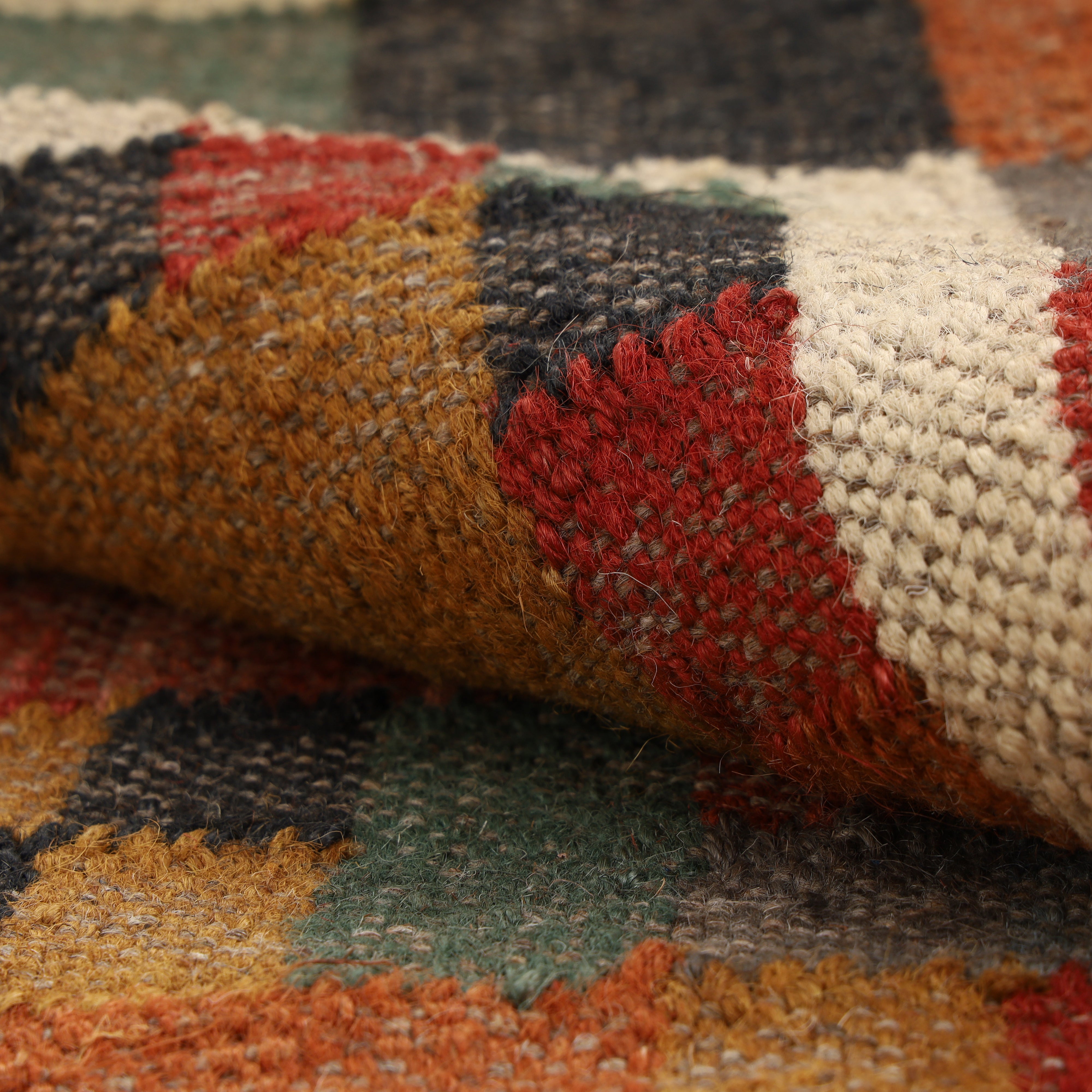 Handwoven 8x12 Kilim Wool Jute Rug for Southwestern Tribal Interiors