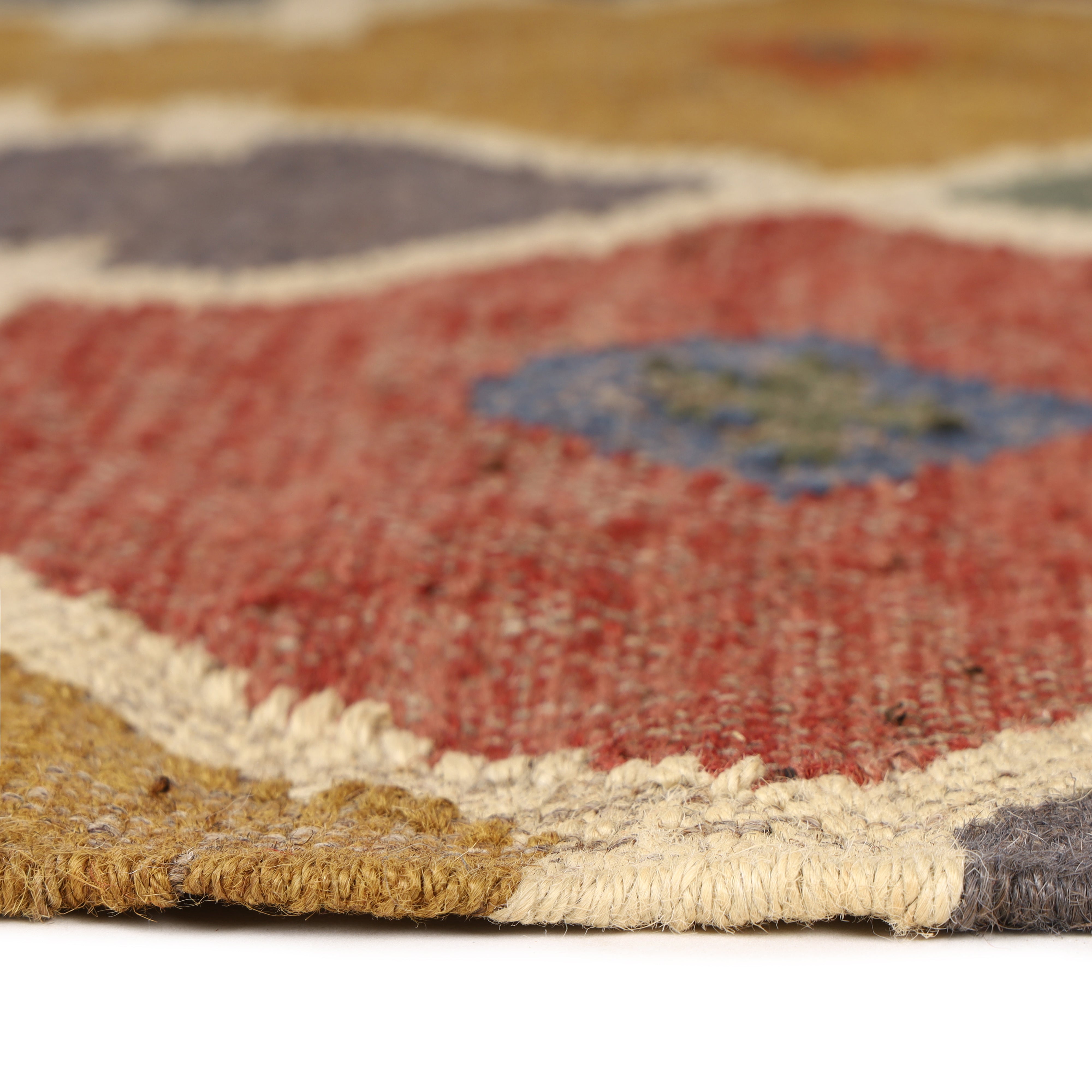 Multicolor Kilim Wool Jute Rug – Tribal Geometric Style