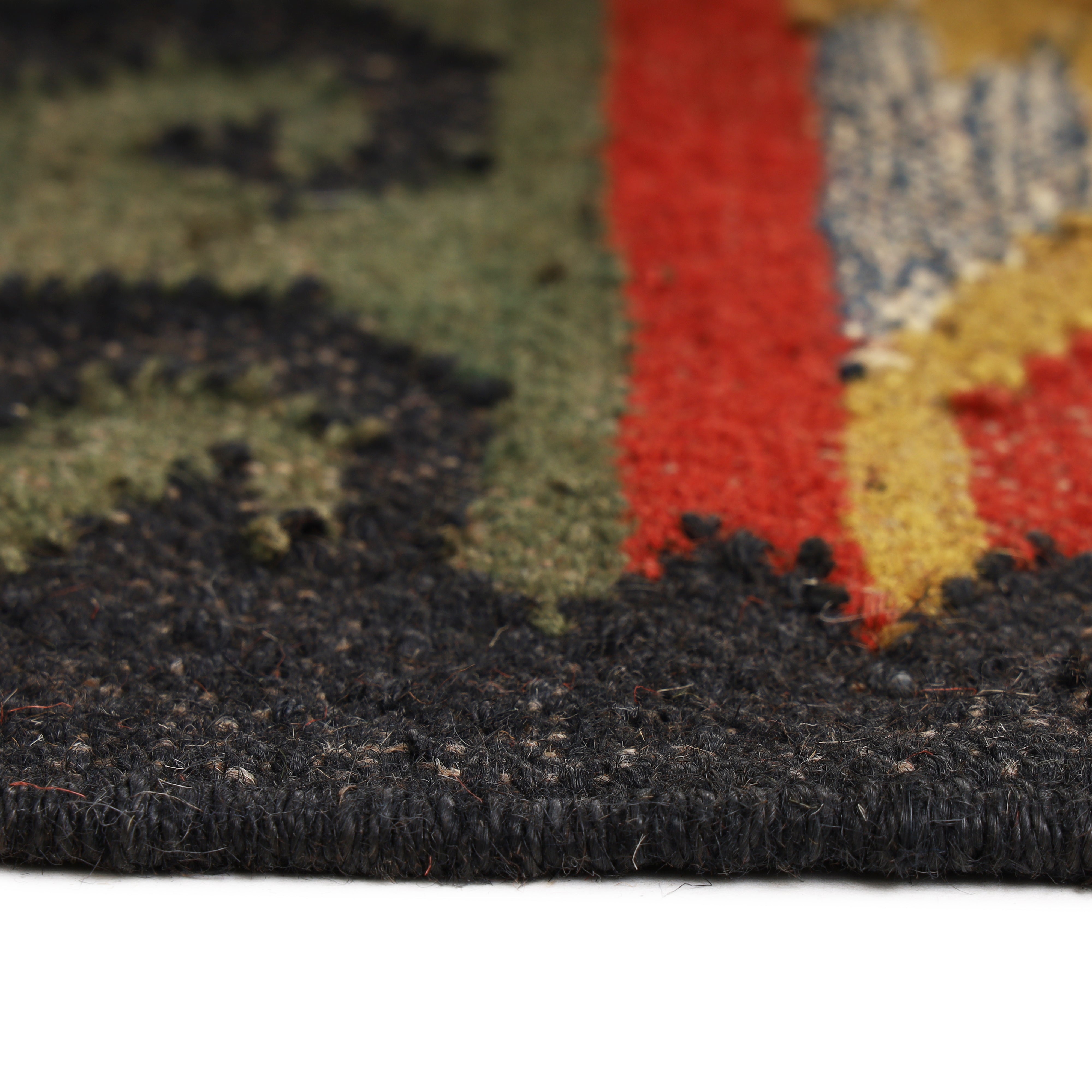 Organic Wool Jute Kilim Area Rug for Indian Traditional Interiors