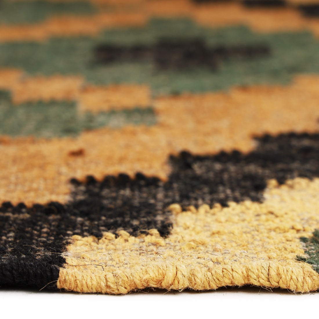 Boho Wool Jute Kilim Runner Rug – Handmade Geometric Pattern Hallway Runner