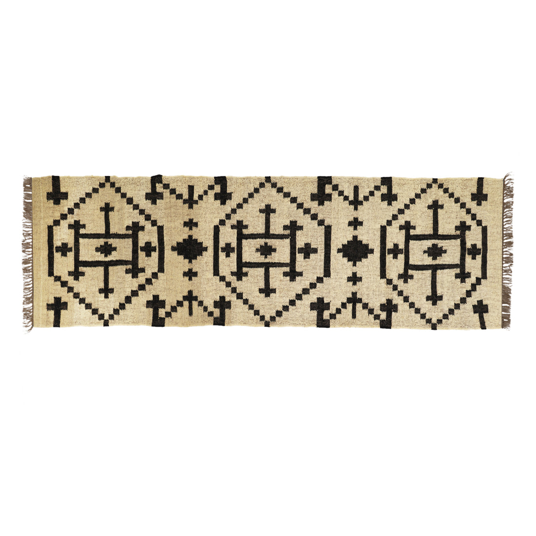 Handmade Wool Jute Kilim Runner Rug – Bohemian Hallway Decor | Custom Large Size