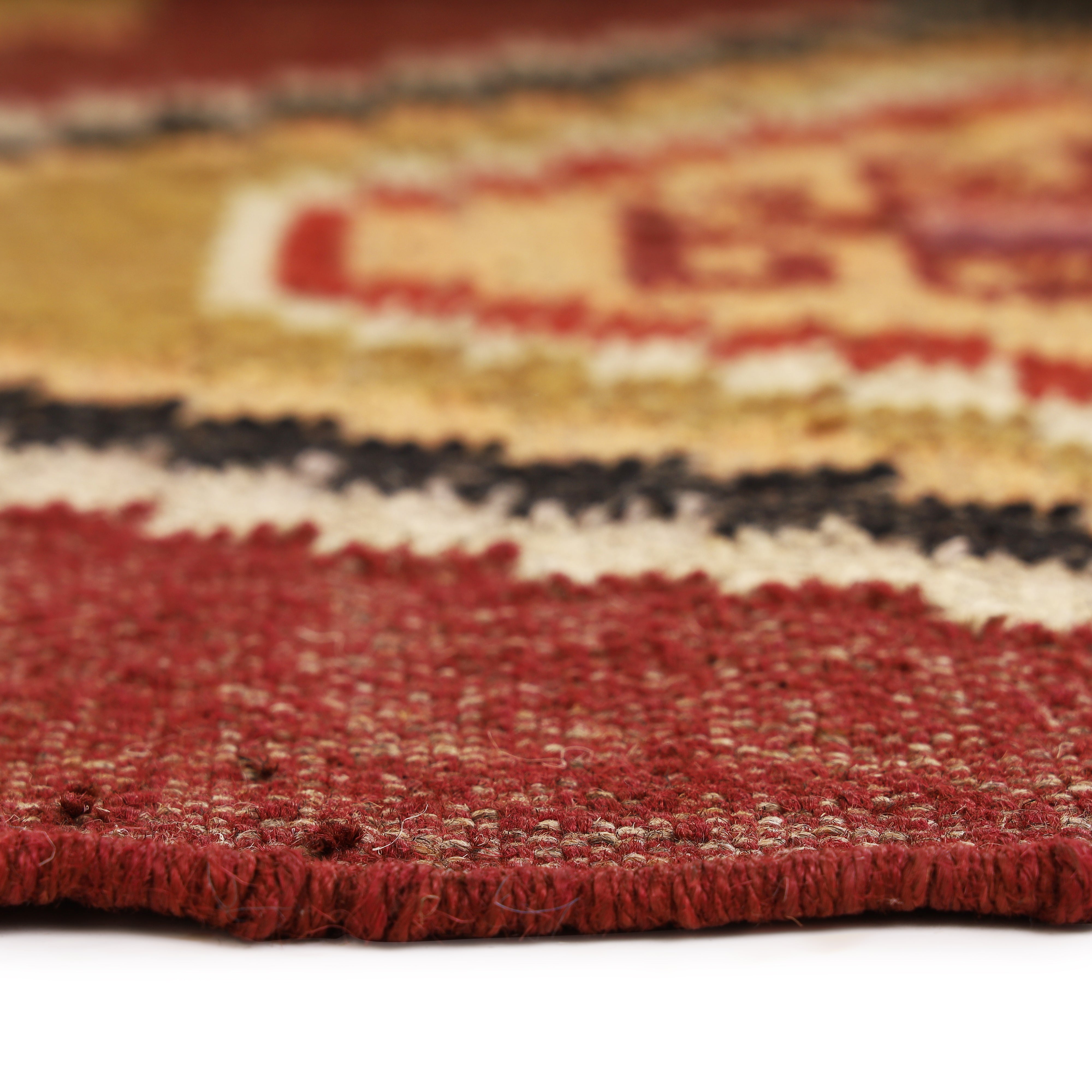 Vintage Handwoven Wool Jute Kilim Runner – Tribal Geometric Bohemian Style