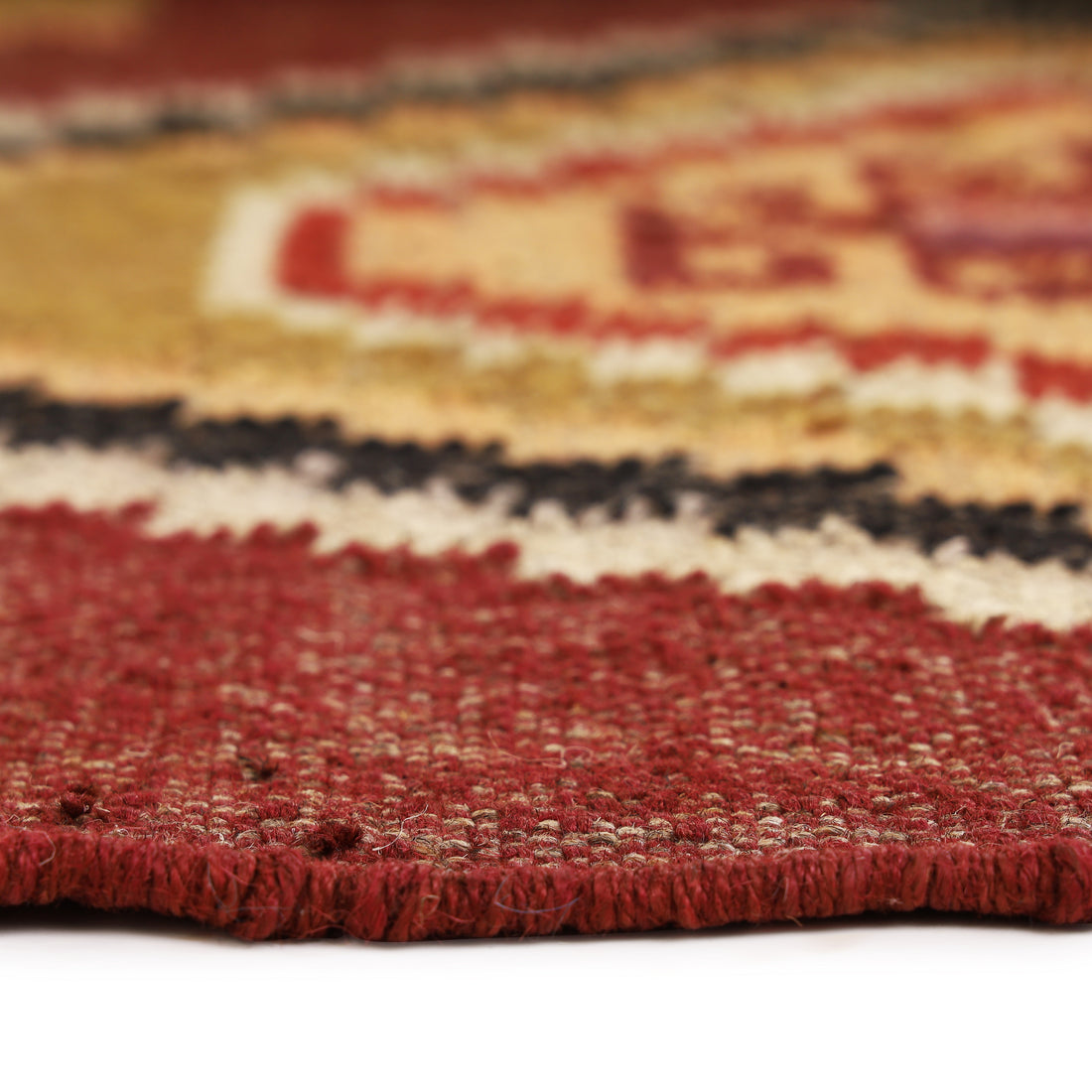 Vintage Handwoven Wool Jute Kilim Runner – Tribal Geometric Bohemian Style