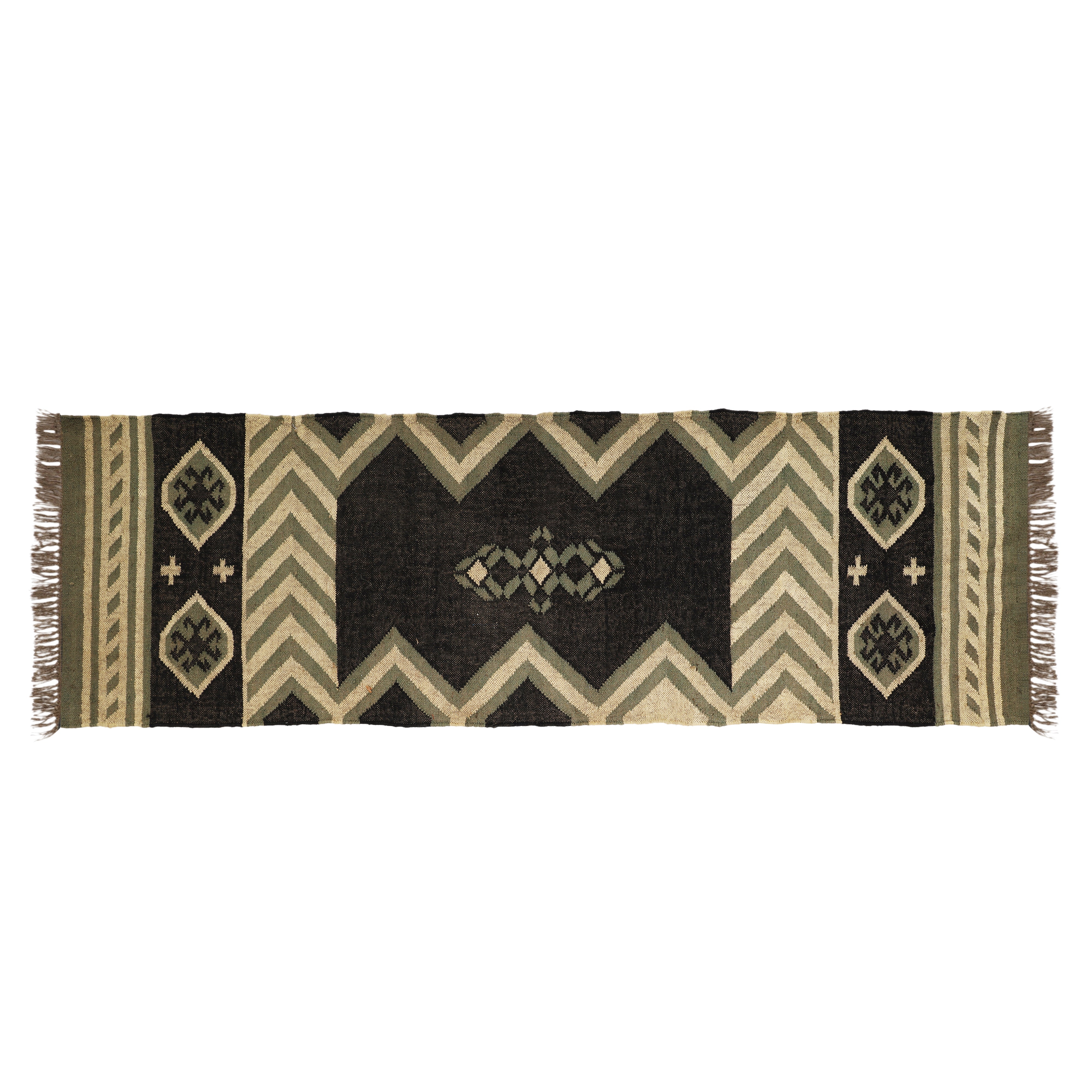 Handmade Wool Jute Kilim Runner for Boho Hallway Interiors