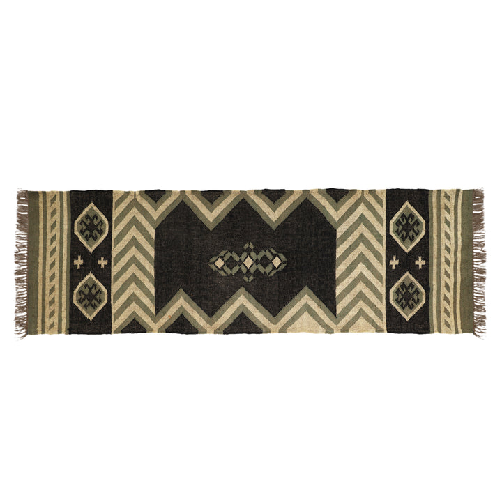 Handmade Wool Jute Kilim Runner for Boho Hallway Interiors