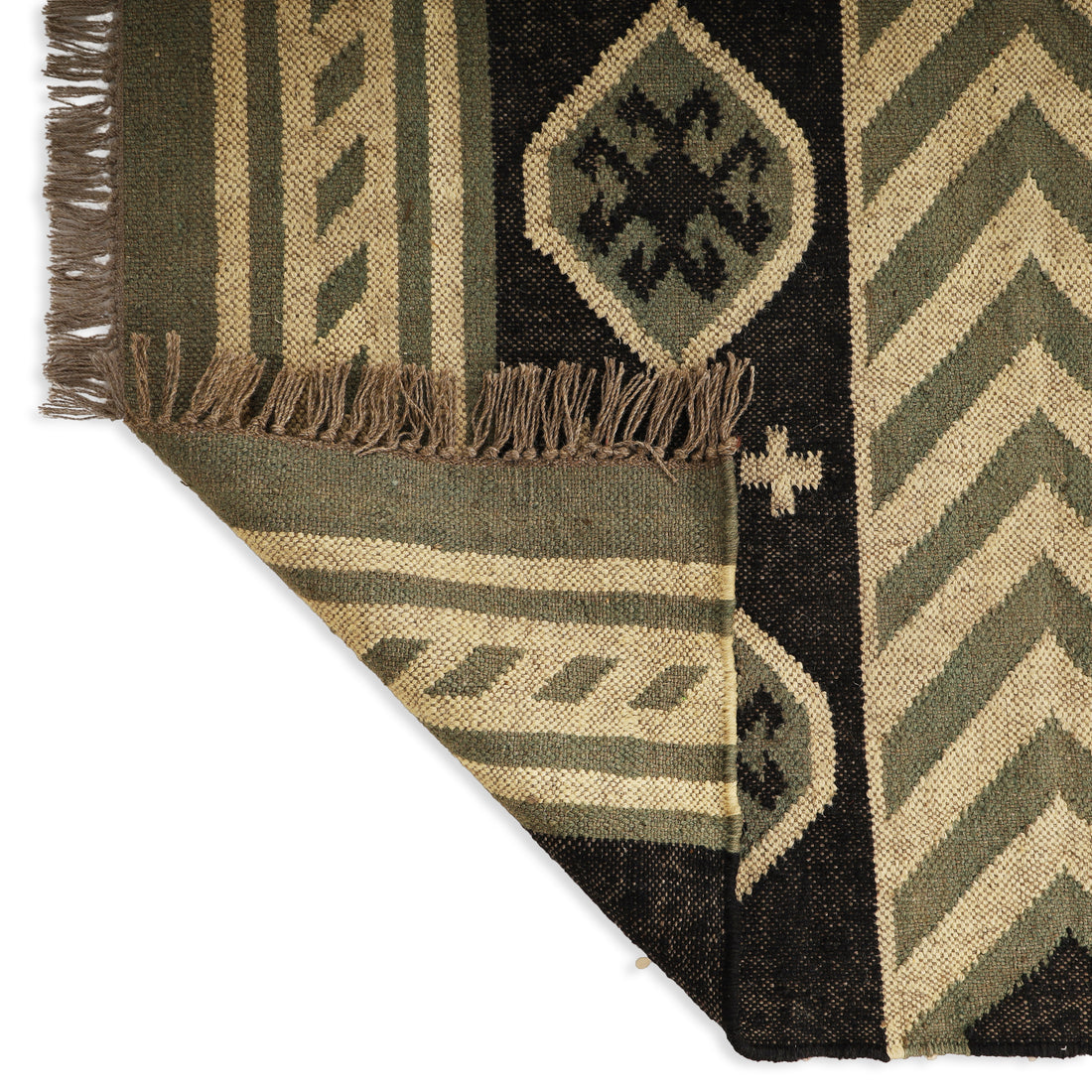 Handmade Wool Jute Kilim Runner for Boho Hallway Interiors