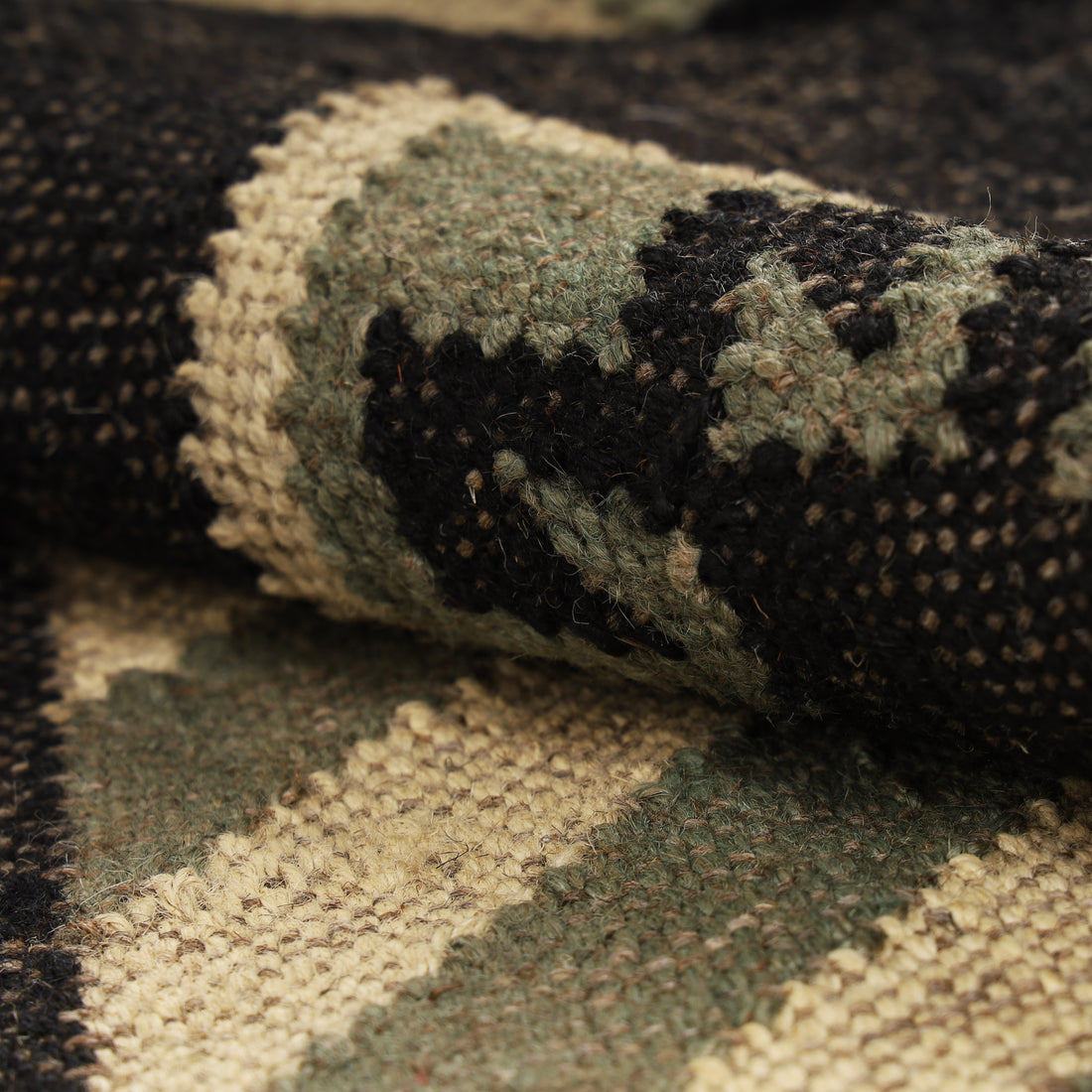 Handmade Wool Jute Kilim Runner for Boho Hallway Interiors