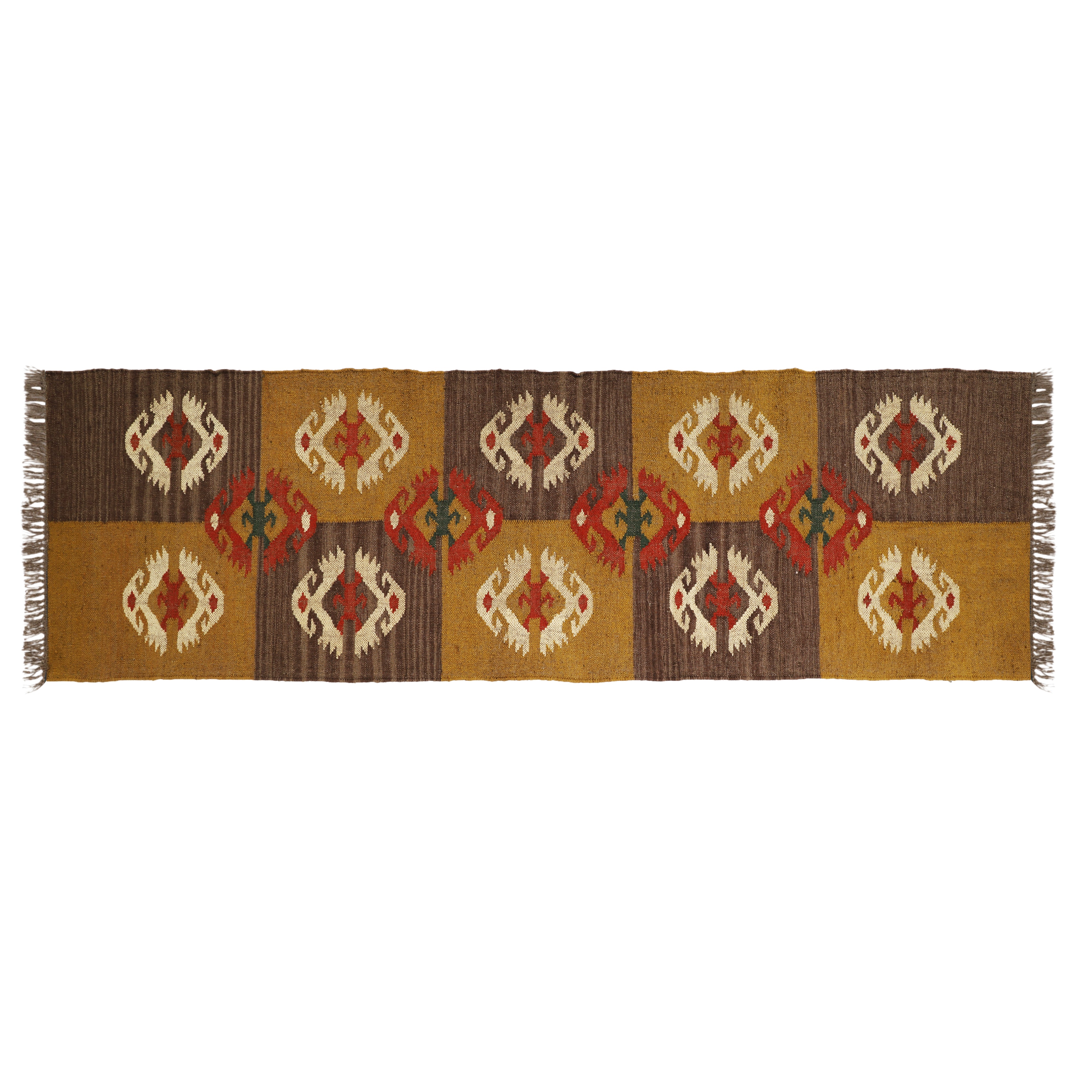 Natural Wool Jute Kilim Runner Rug – Rustic Farmhouse Corridor Style