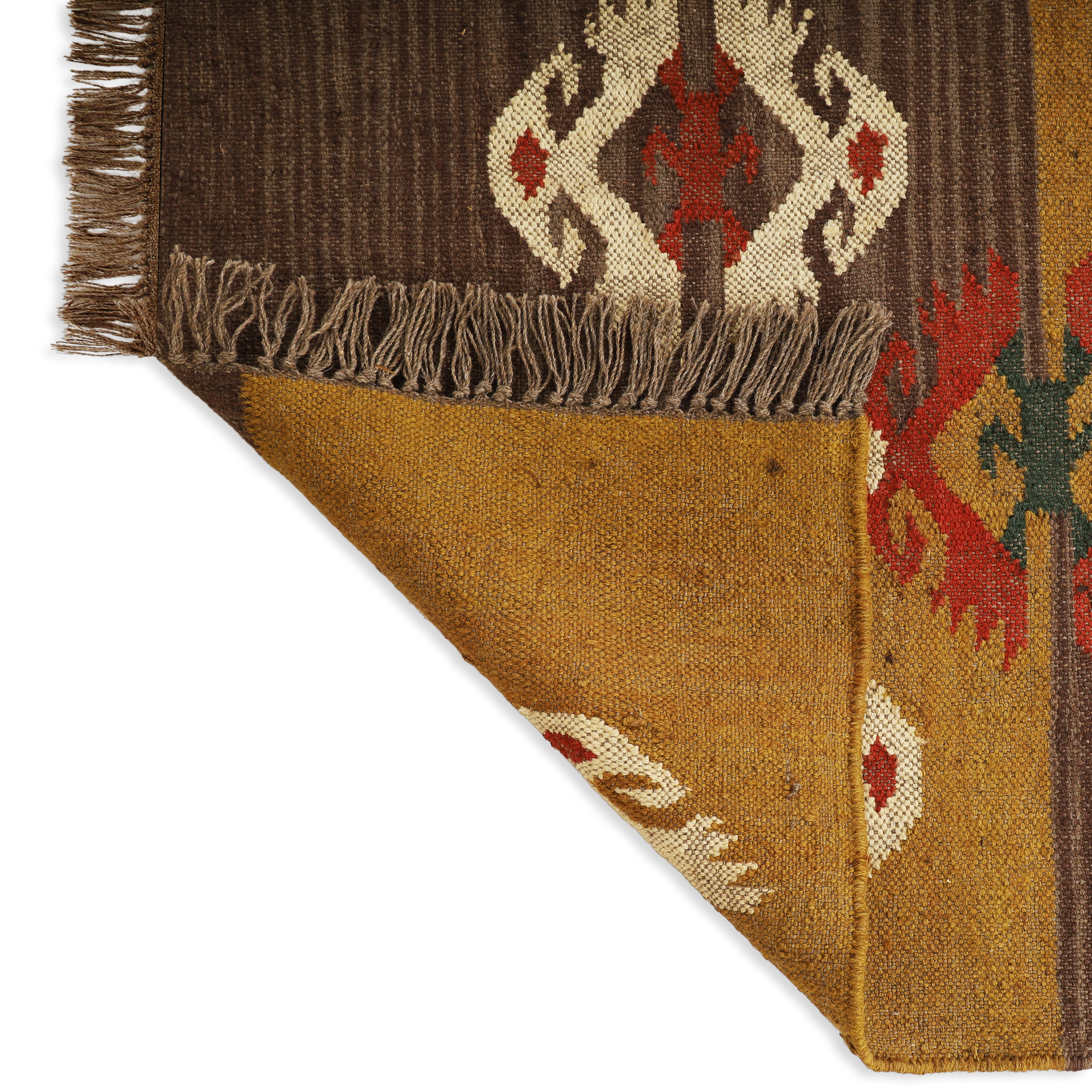 Natural Wool Jute Kilim Runner Rug – Rustic Farmhouse Corridor Style