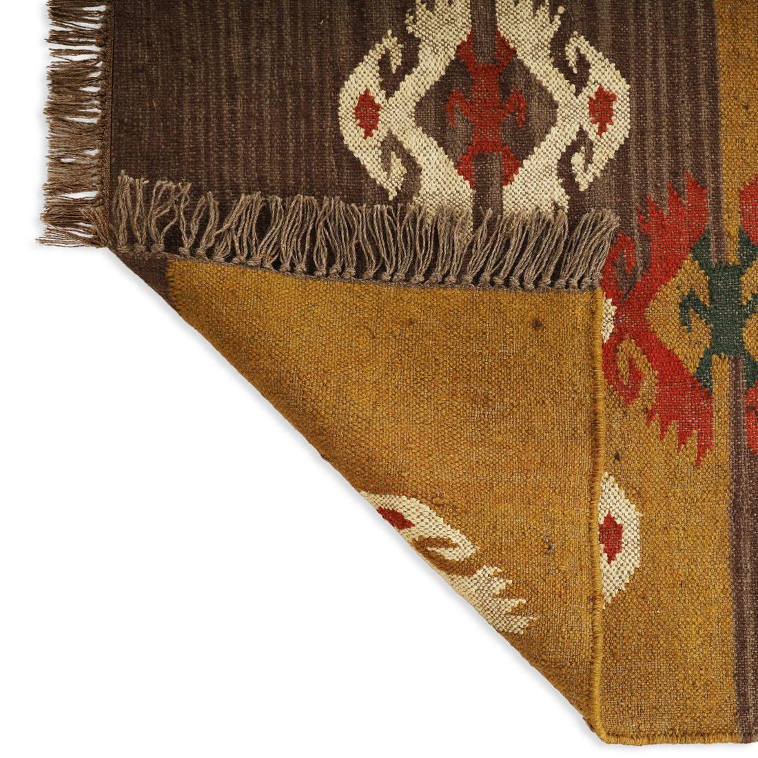 Natural Wool Jute Kilim Runner Rug – Rustic Farmhouse Corridor Style