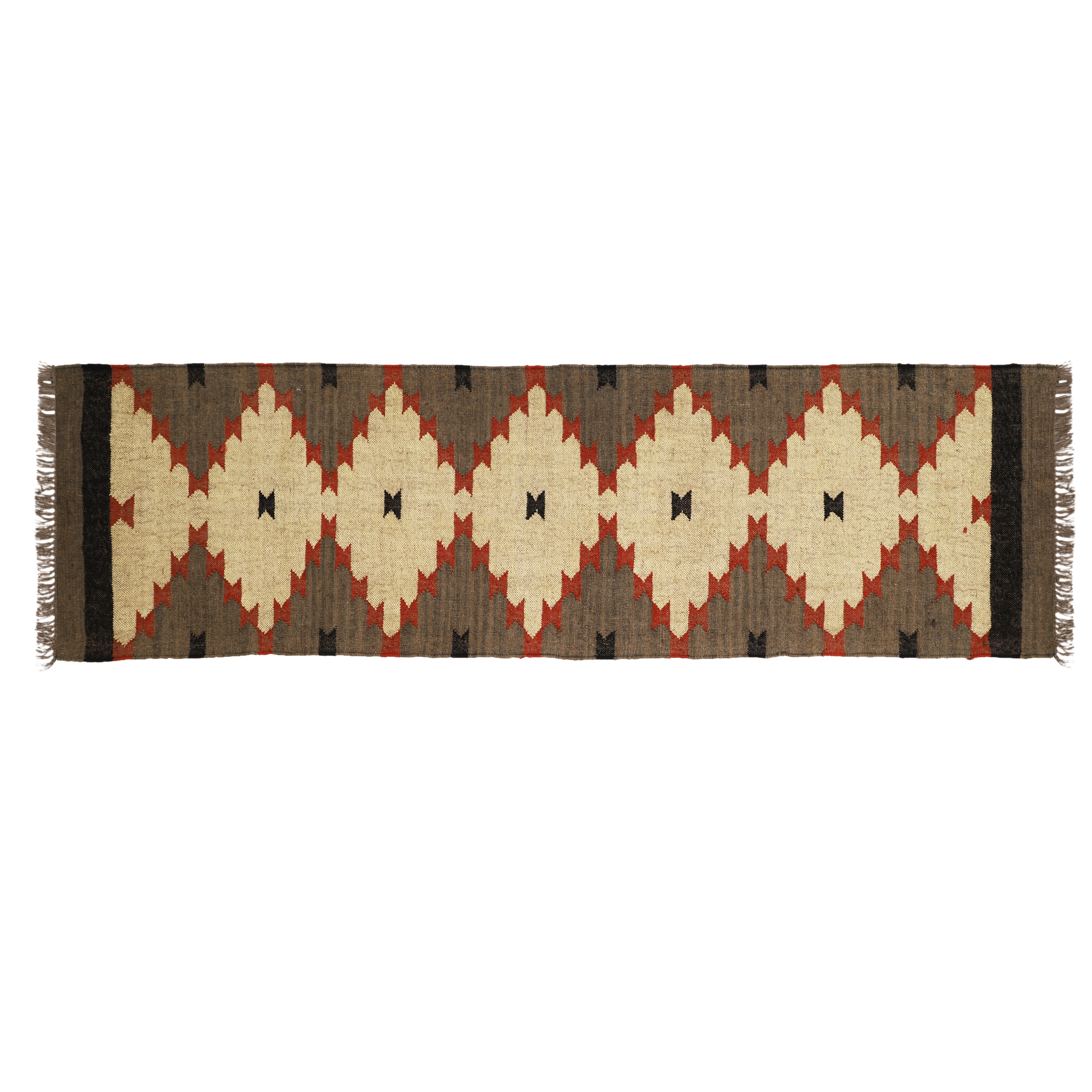 Handwoven Wool Jute Kilim Runner – Bohemian Eco-Friendly Style