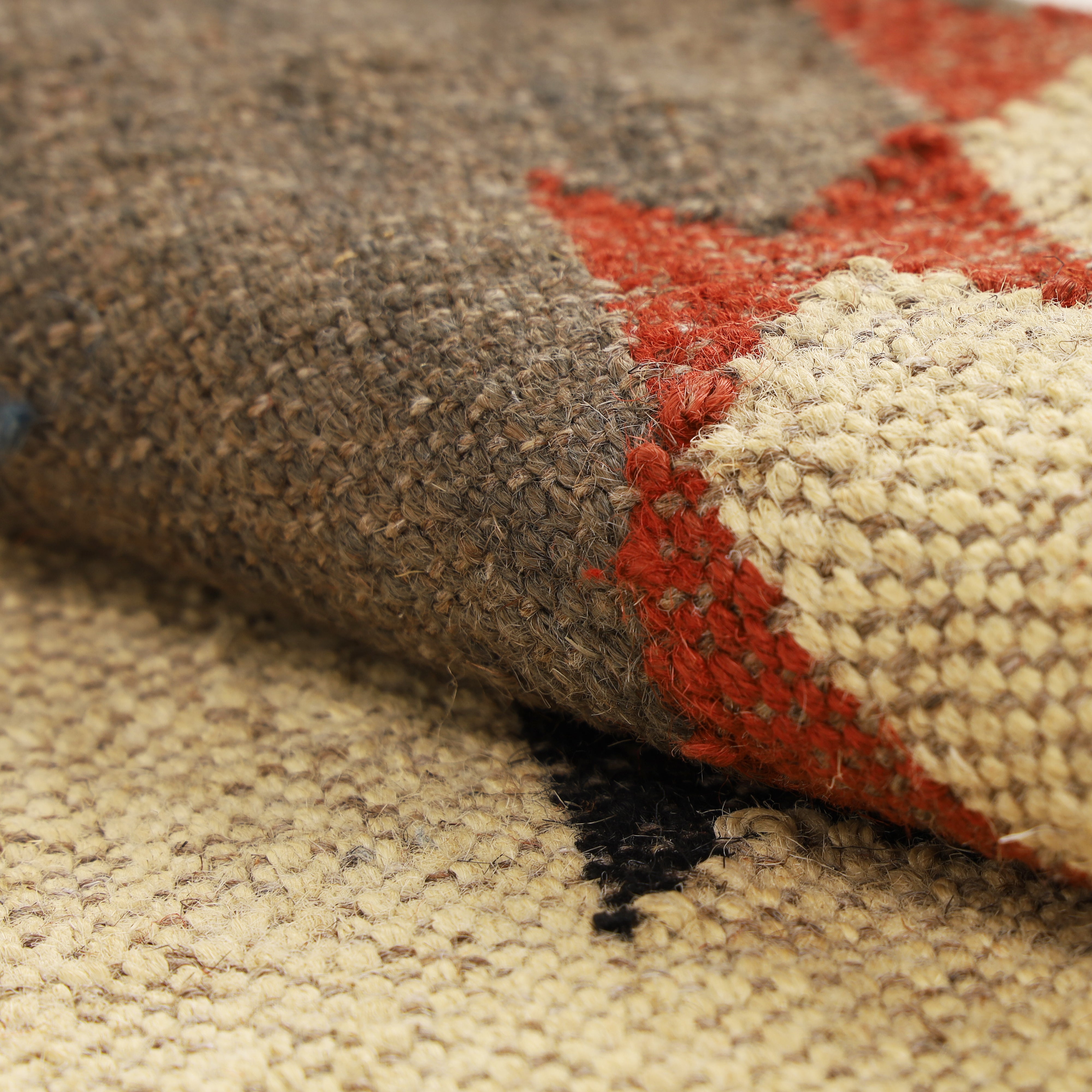 Handwoven Wool Jute Kilim Runner – Bohemian Eco-Friendly Style