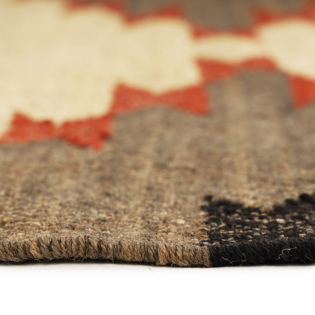 Handwoven Wool Jute Kilim Runner – Bohemian Eco-Friendly Style