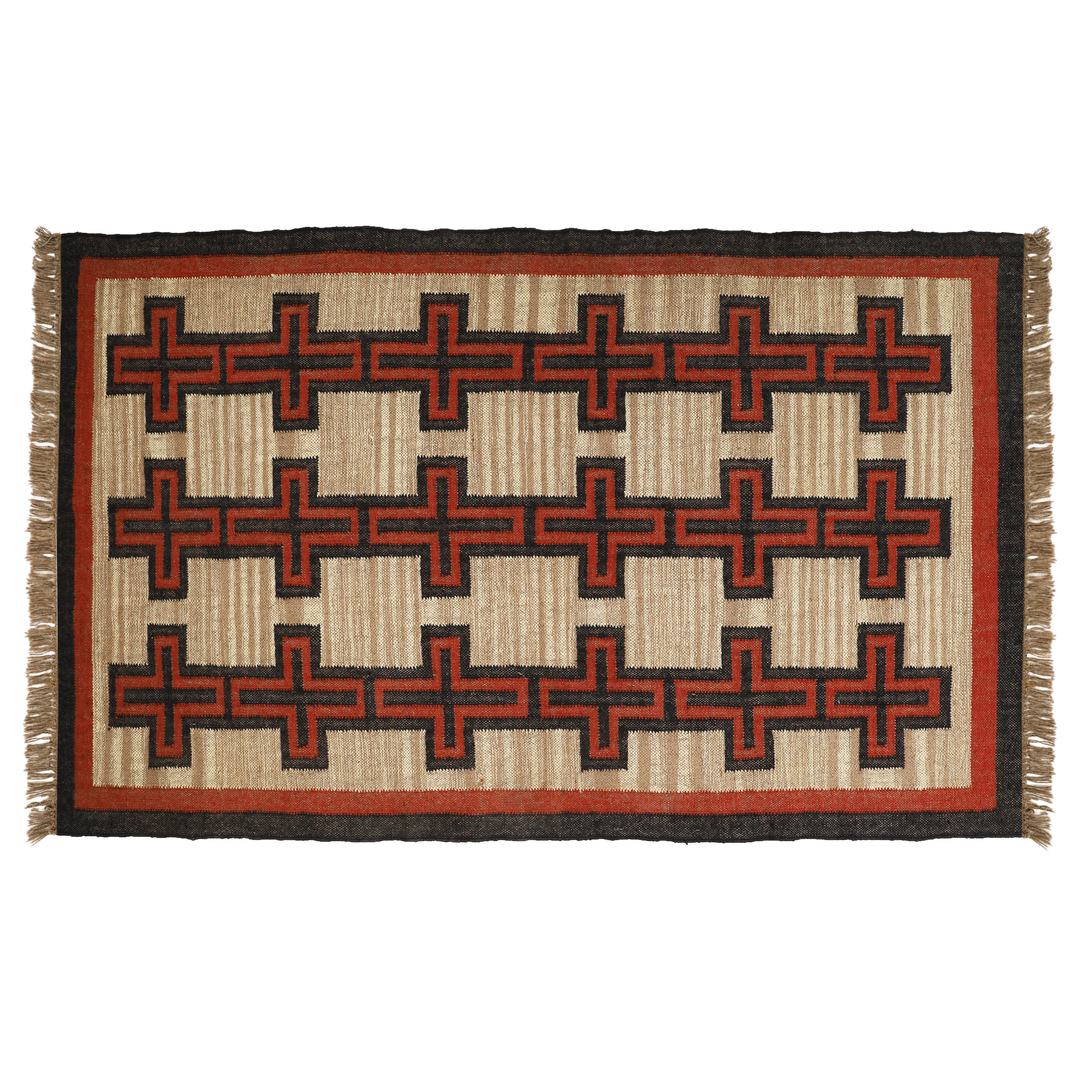 Handwoven Kilim Rug for Traditional Indian Wool Jute Interiors