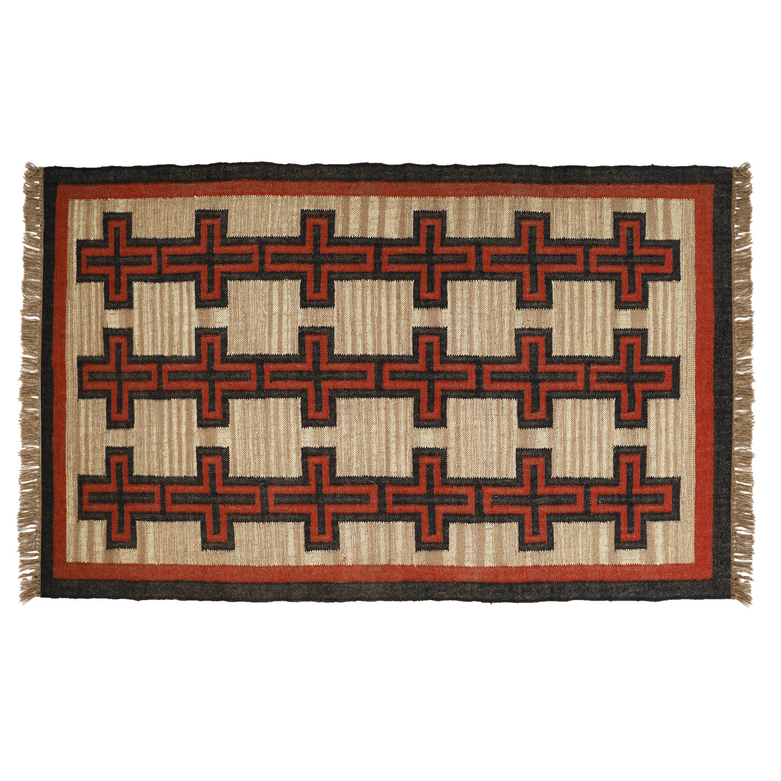 Handwoven Kilim Rug for Traditional Indian Wool Jute Interiors