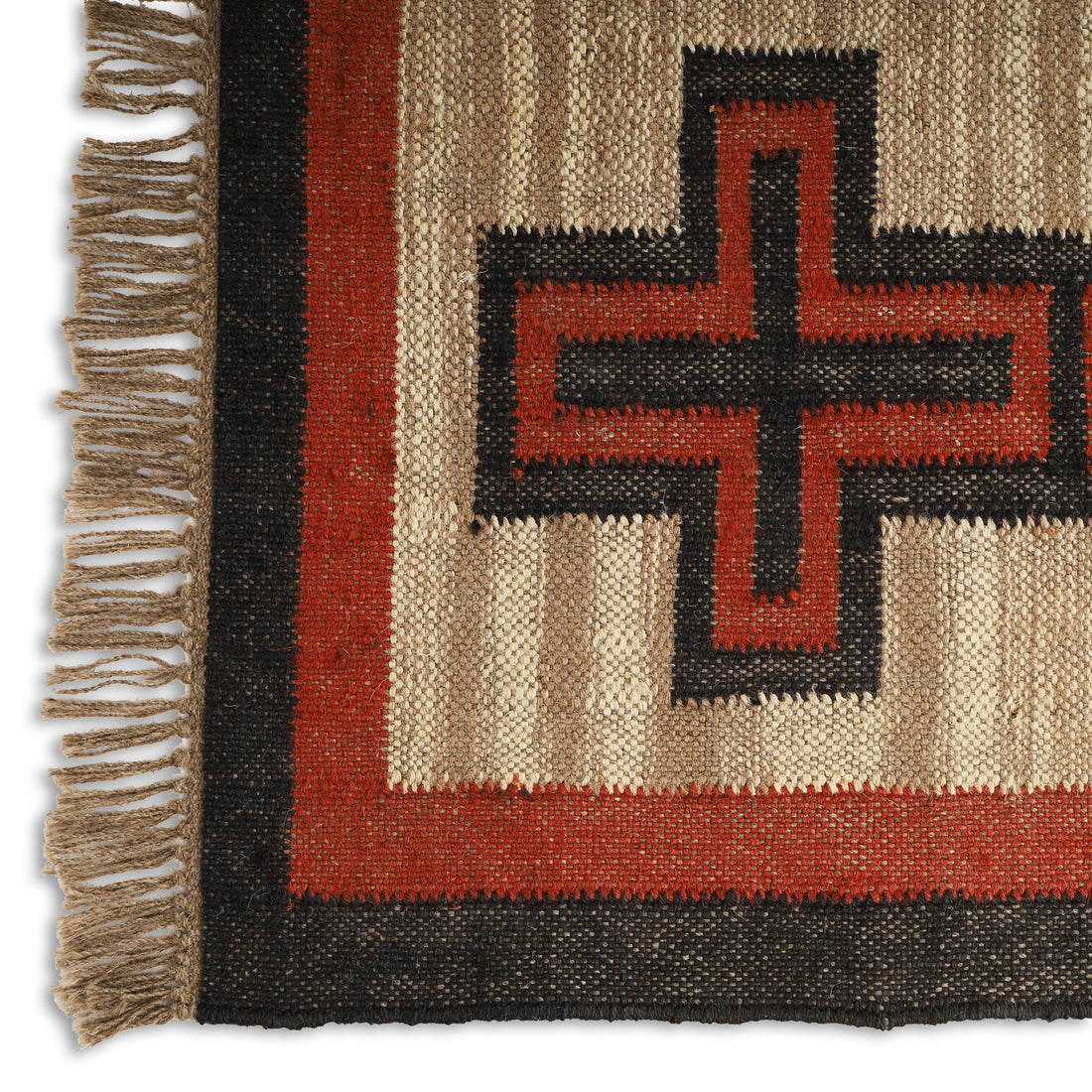 Handwoven Kilim Rug for Traditional Indian Wool Jute Interiors