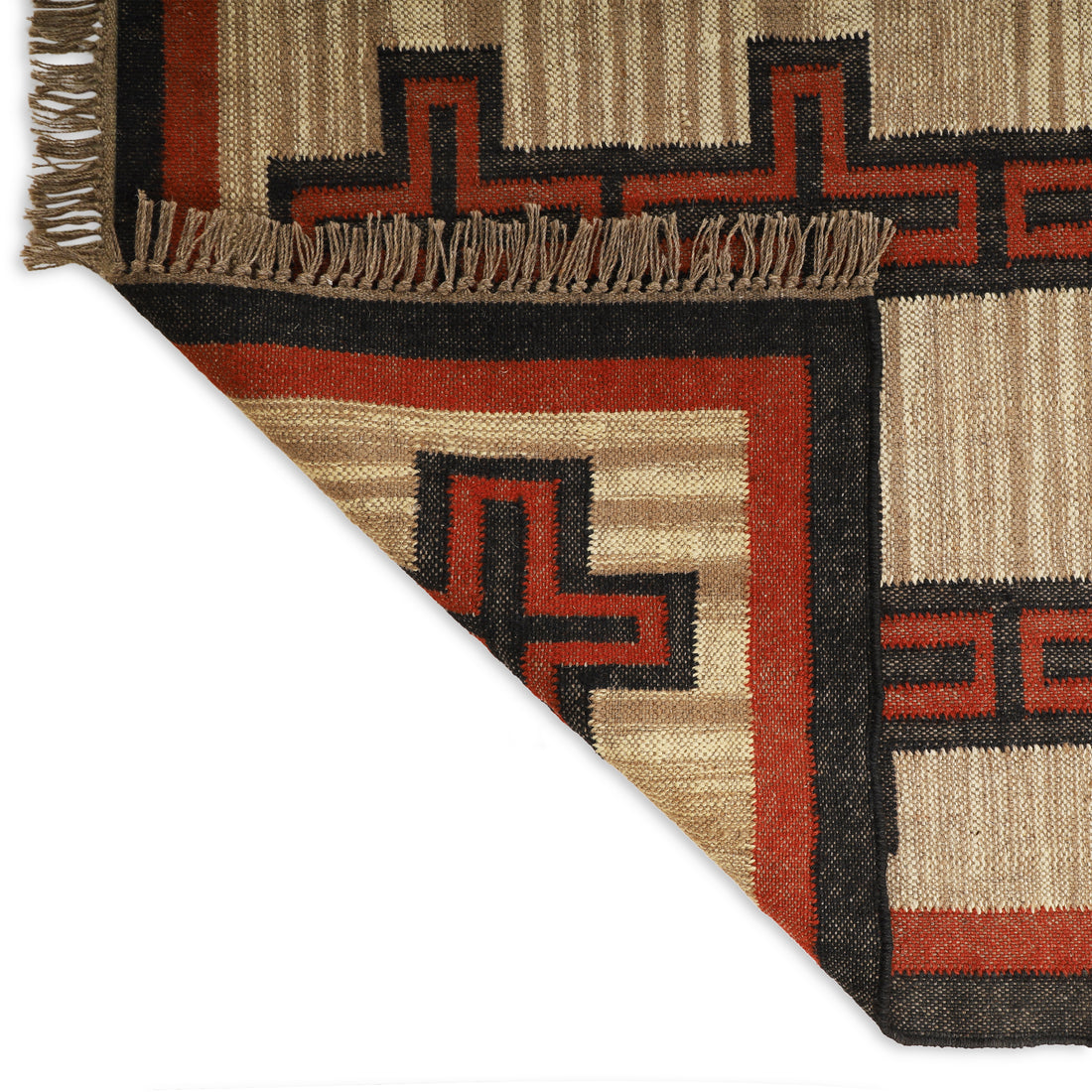 Handwoven Kilim Rug for Traditional Indian Wool Jute Interiors