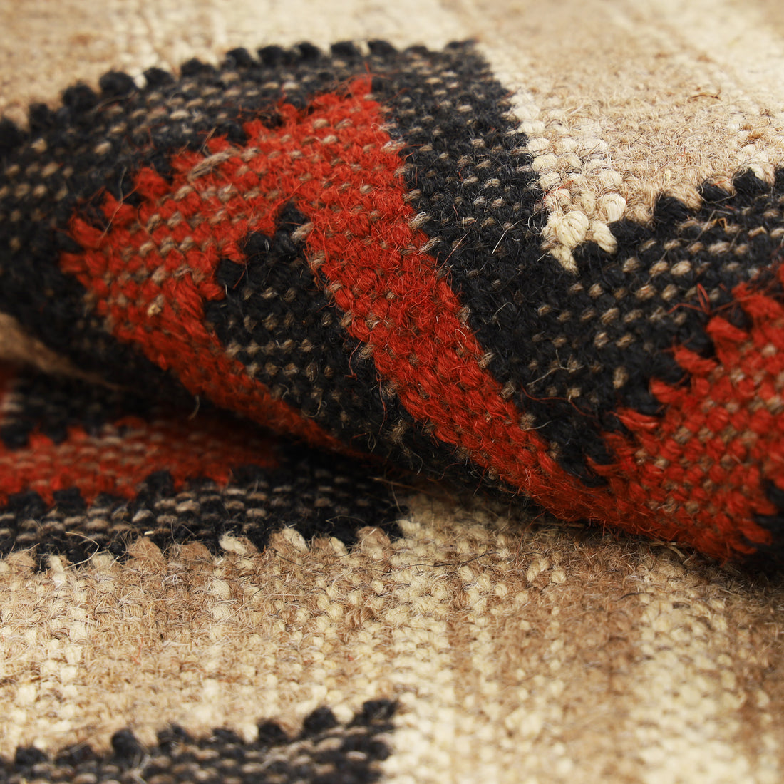 Handwoven Kilim Rug for Traditional Indian Wool Jute Interiors