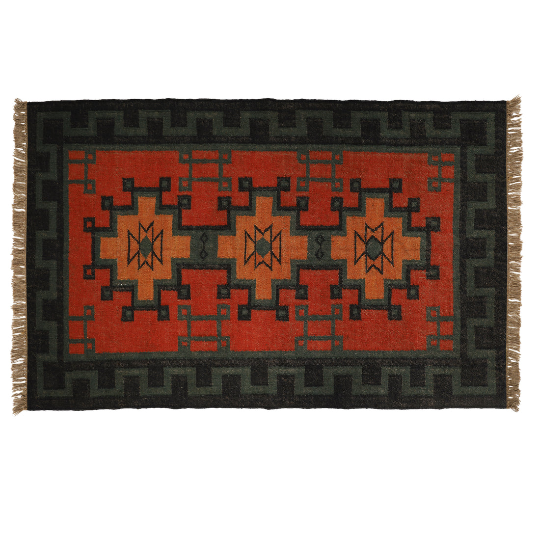 Handwoven Geometric Kilim Wool-Jute Area Rug