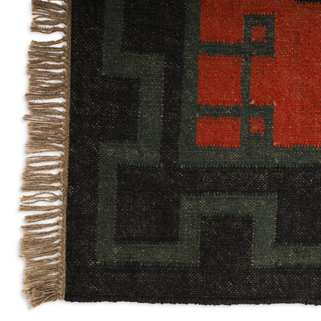 Handwoven Geometric Kilim Wool-Jute Area Rug