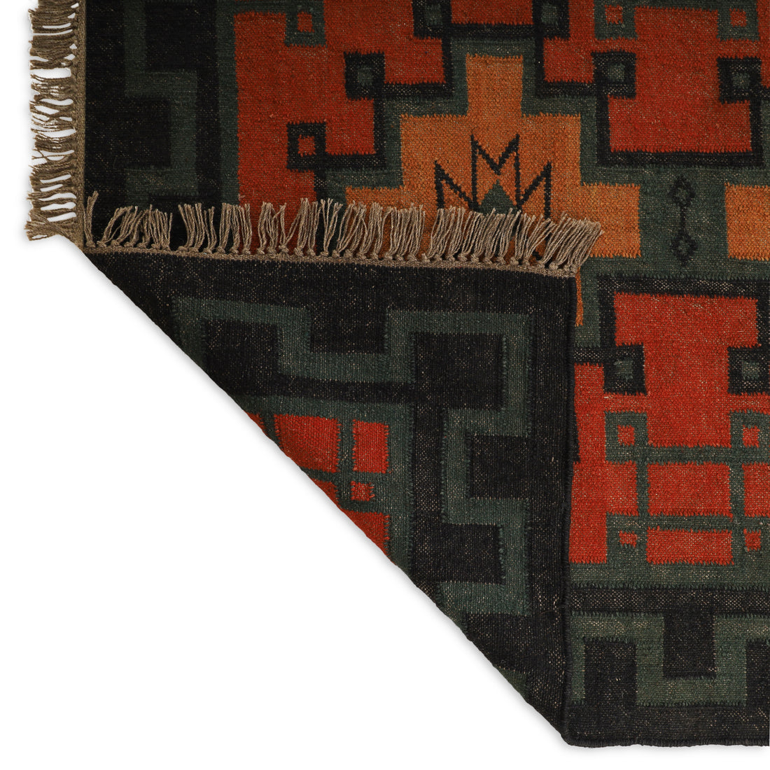 Handwoven Geometric Kilim Wool-Jute Area Rug