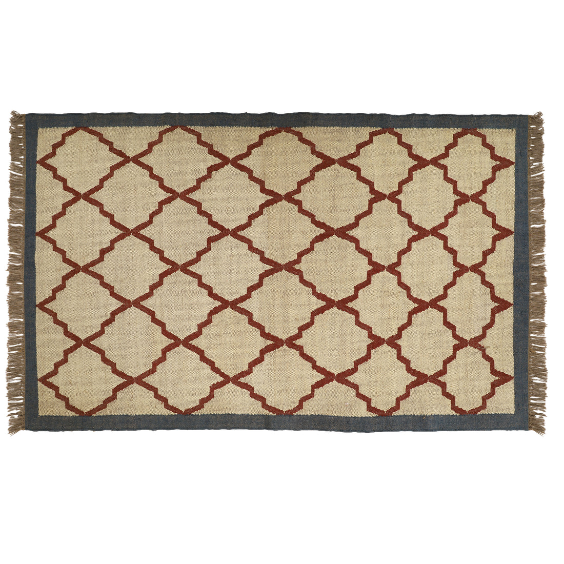 Handmade Wool Jute Kilim Rug for Traditional Indian Dhurrie Interiors