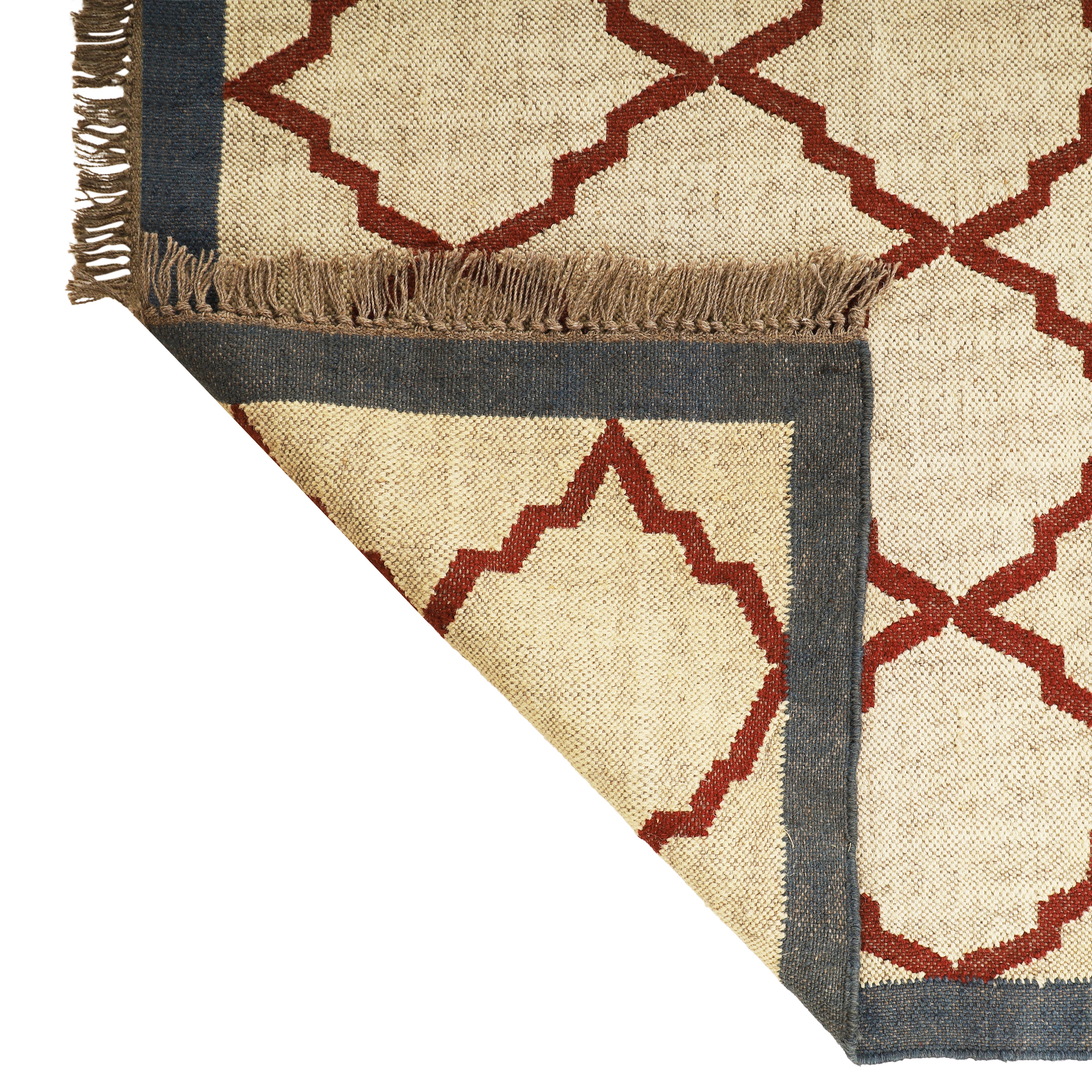 Handmade Wool Jute Kilim Rug for Traditional Indian Dhurrie Interiors