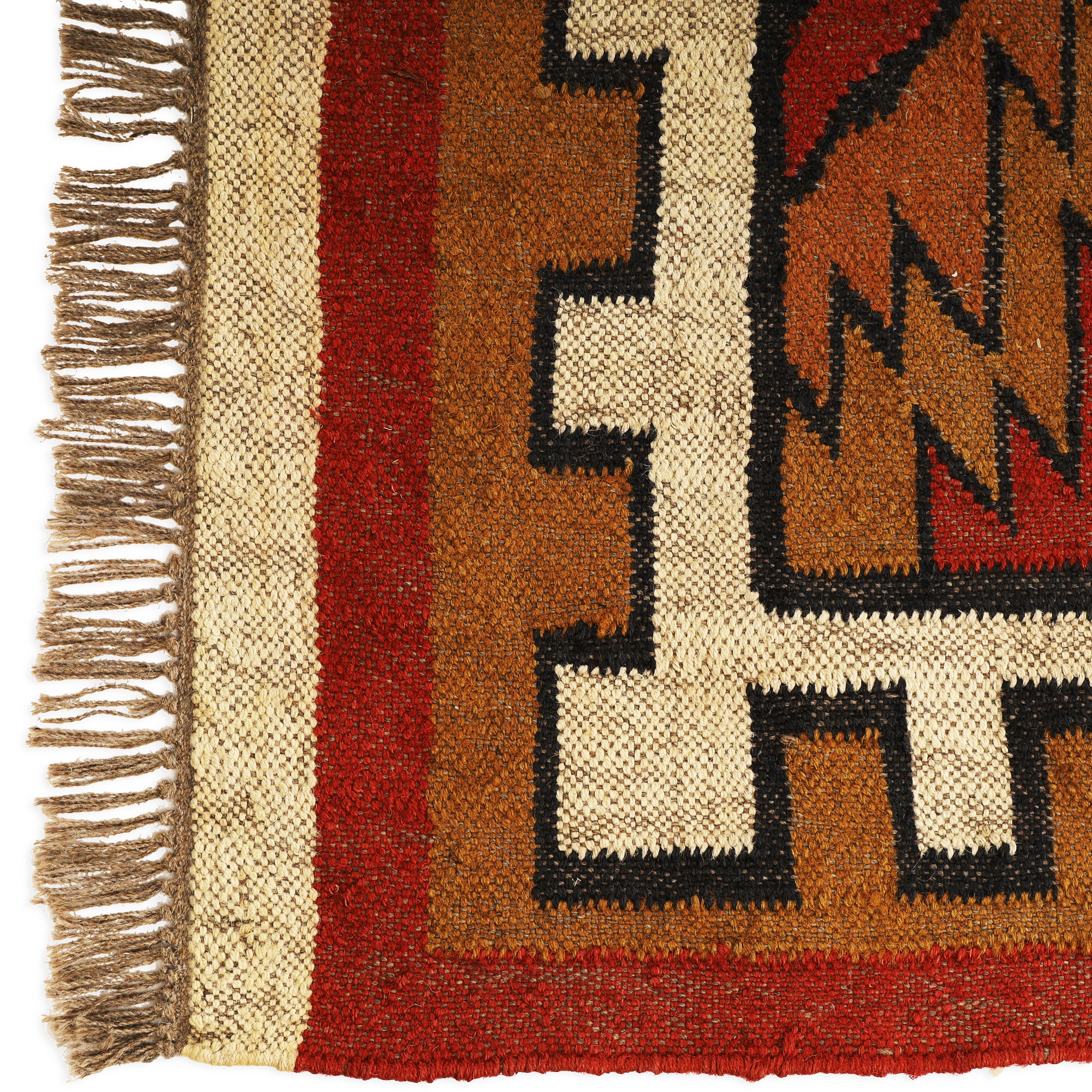 Handwoven Wool Jute Kilim Rug for Bohemian Dhurrie Interiors
