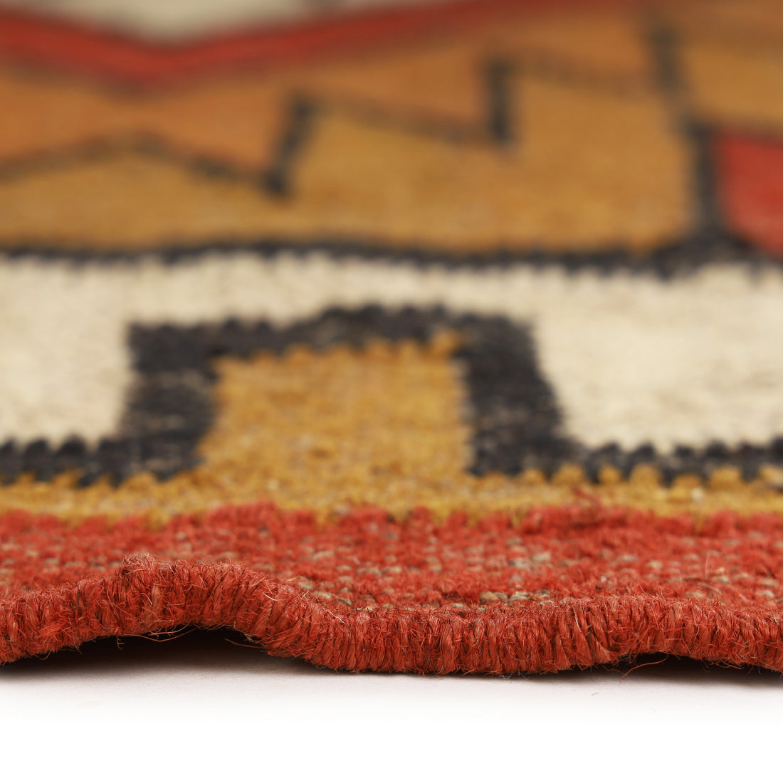 Handwoven Wool Jute Kilim Rug for Bohemian Dhurrie Interiors