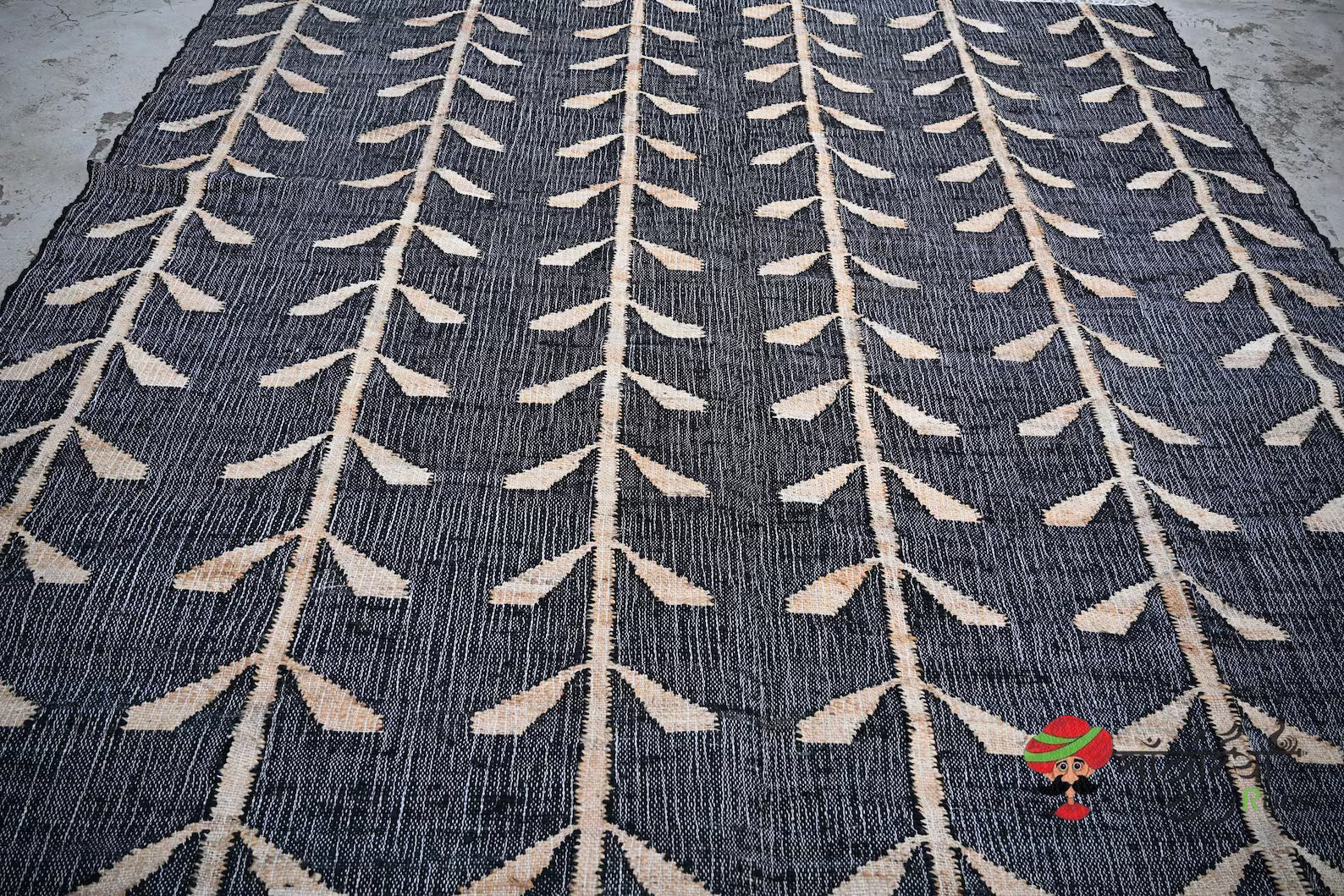 Handwoven Jute Cotton Rug | Bohemian Floral Runner | Eco-Friendly Natural Area Rug for Living Room & Bedroom | Sanwariya Rugs