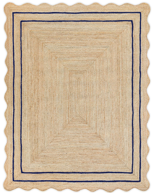 Sanwariya Handwoven Jute Scalloped Rug – Bohemian Decorative, Custom Size, Stain-Resistant