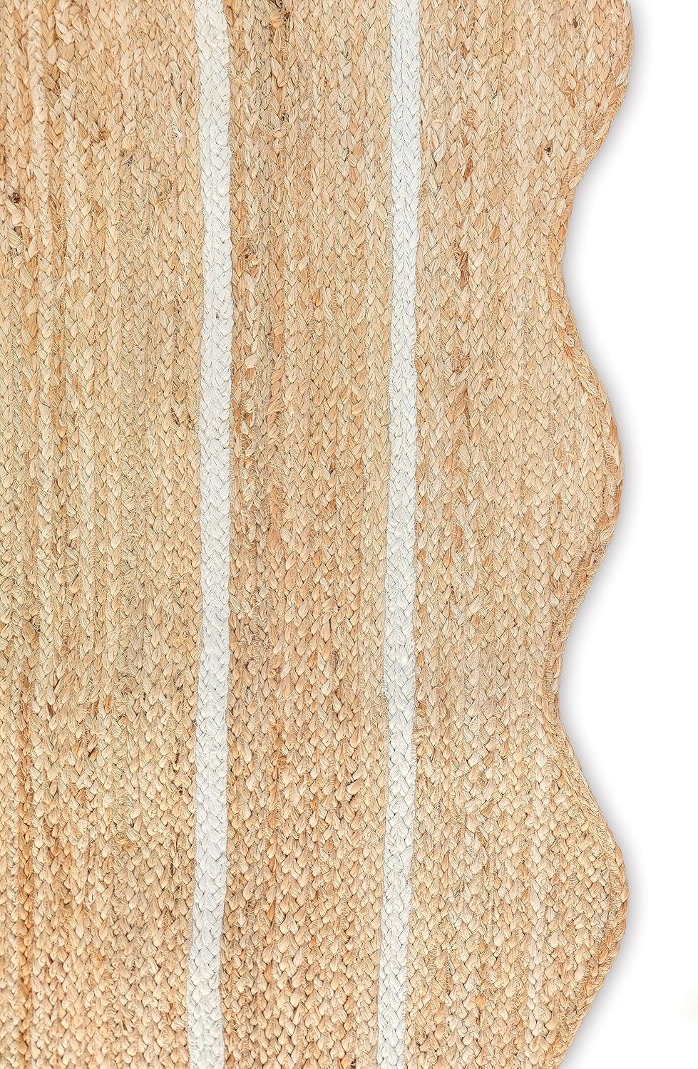 Sanwariya Handwoven Jute Scalloped Rug – Bohemian Decorative, Custom Size, Stain-Resistant