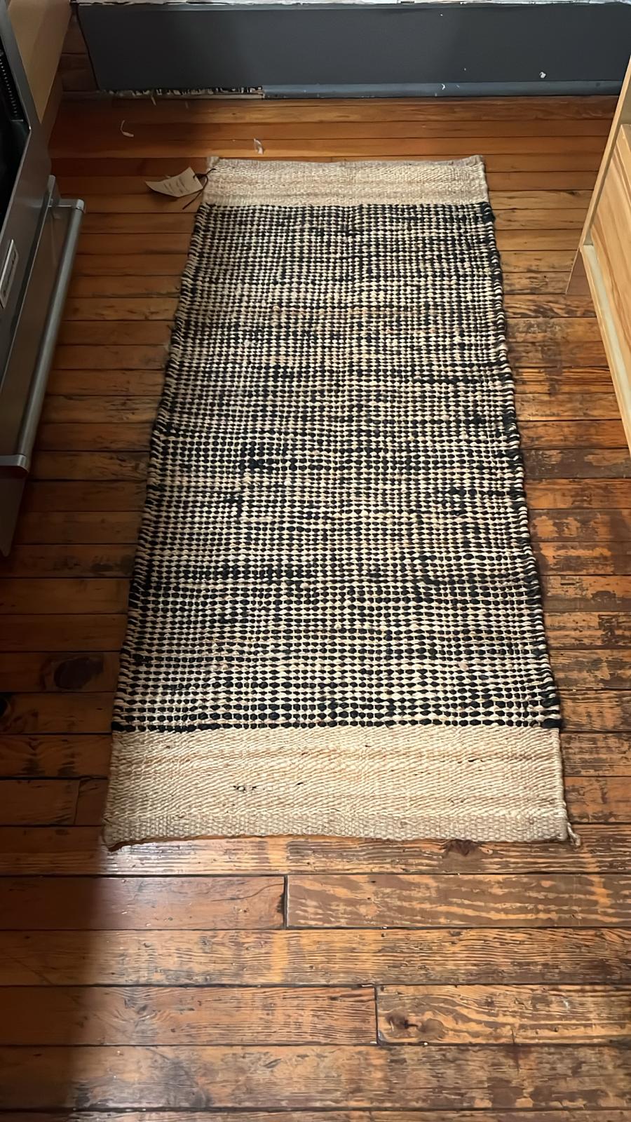 Black Textured Jute Flatweave Area Rug