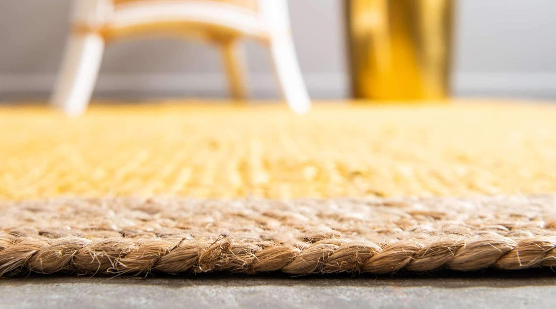 Braided Jute Rug - Handwoven Floor Carpet for Living Room, Bedroom, Dining, and Office