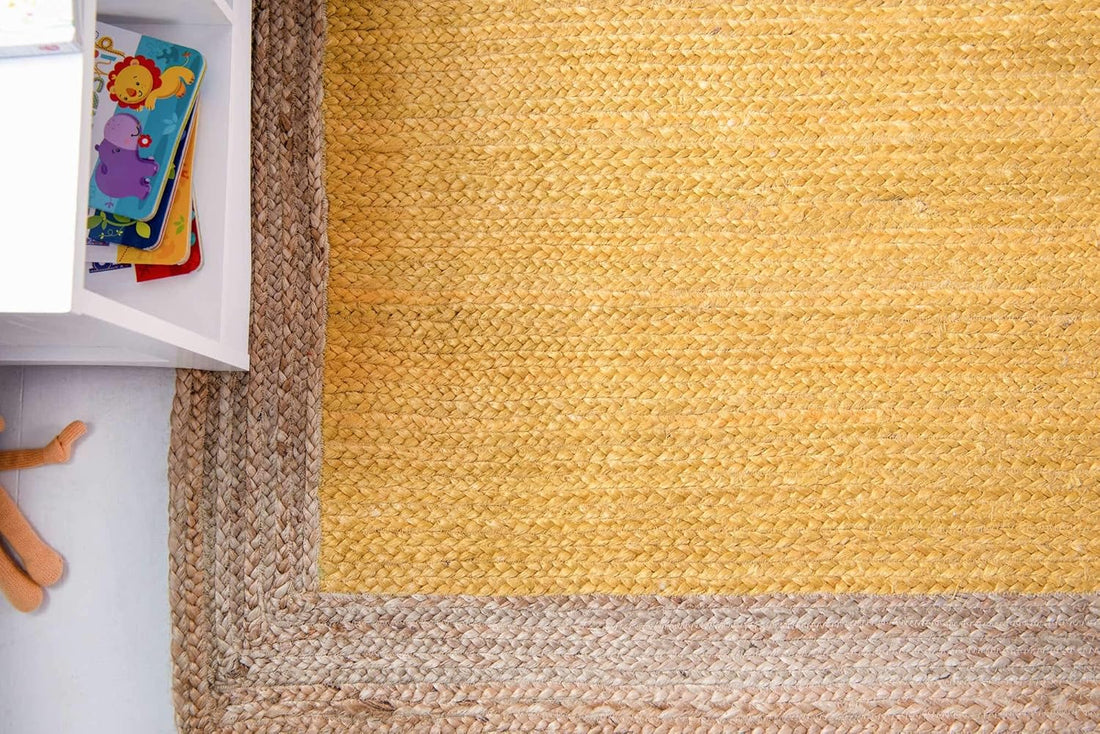 Braided Jute Rug - Handwoven Floor Carpet for Living Room, Bedroom, Dining, and Office