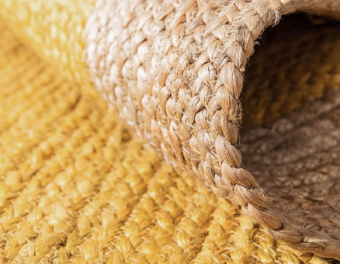 Braided Jute Rug - Handwoven Floor Carpet for Living Room, Bedroom, Dining, and Office